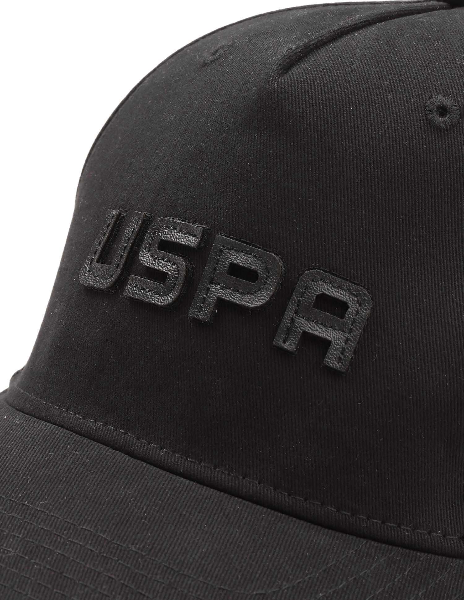 Brand Leather Embossed Twill Cap Black - U.S. Polo Assn. India | Large