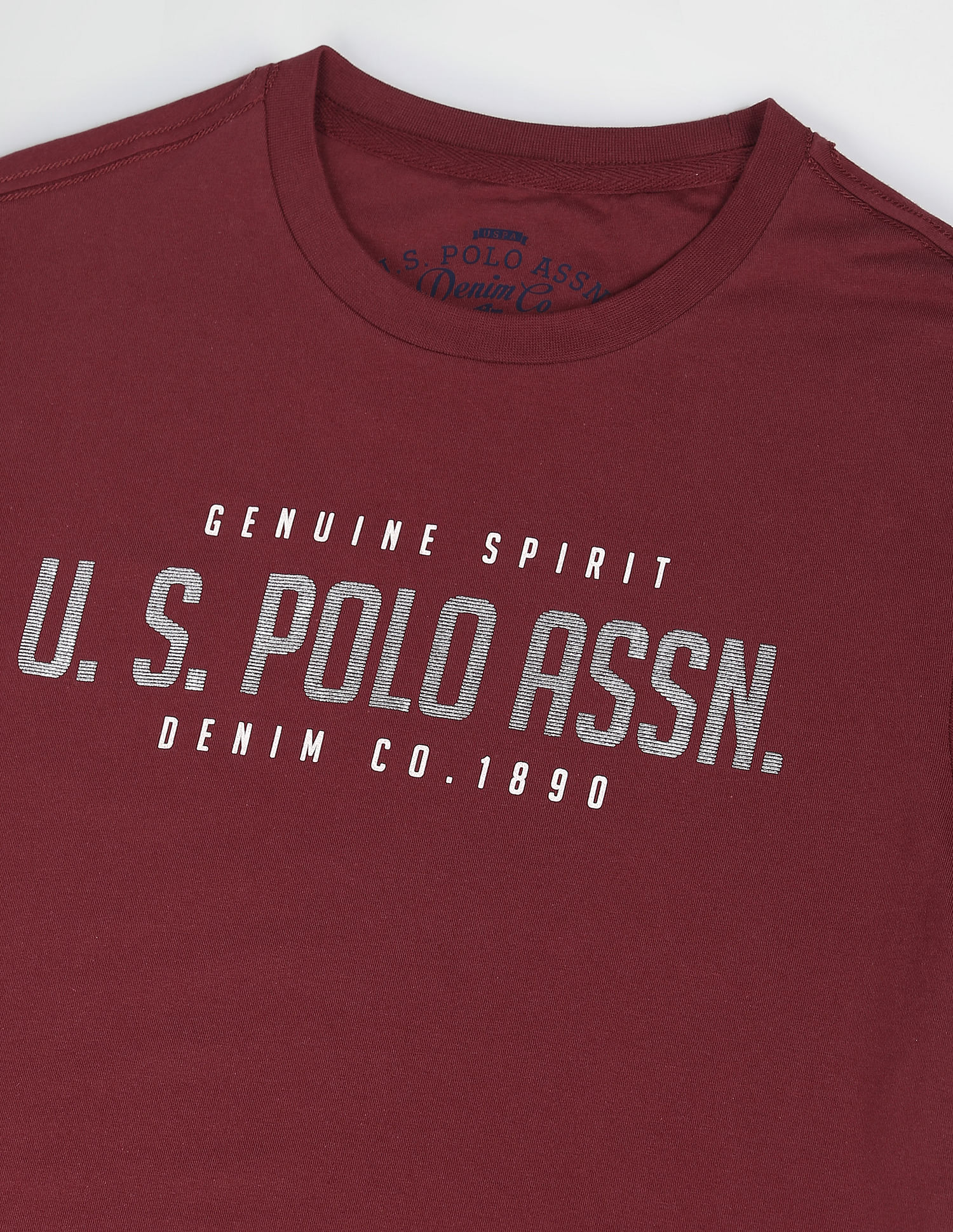 Iconic Metallic Brand Print T-Shirt Maroon - U.S. Polo Assn. India | Large