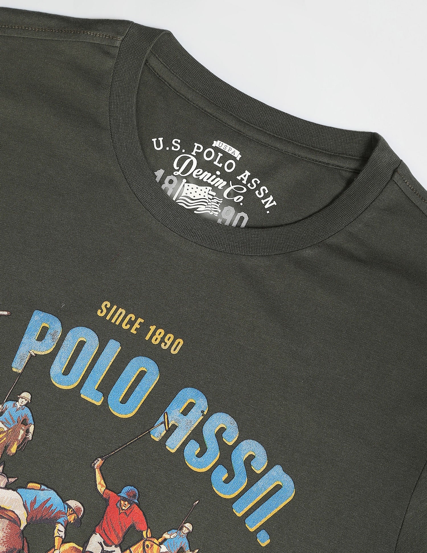 Brand Print Crew Neck T-Shirt Olive - U.S. POLO ASSN. | Large