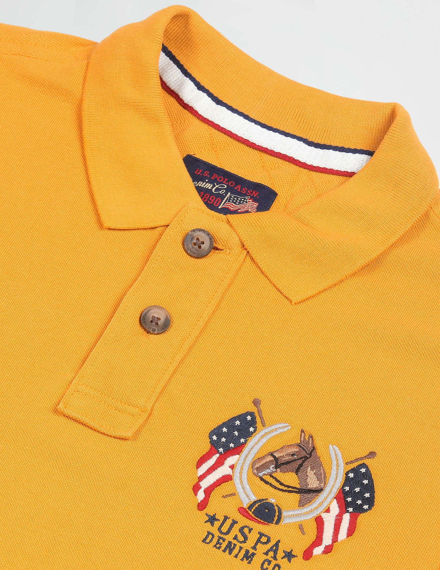Cotton Solid Polo Shirt Mustard - U.S. POLO ASSN. | Large