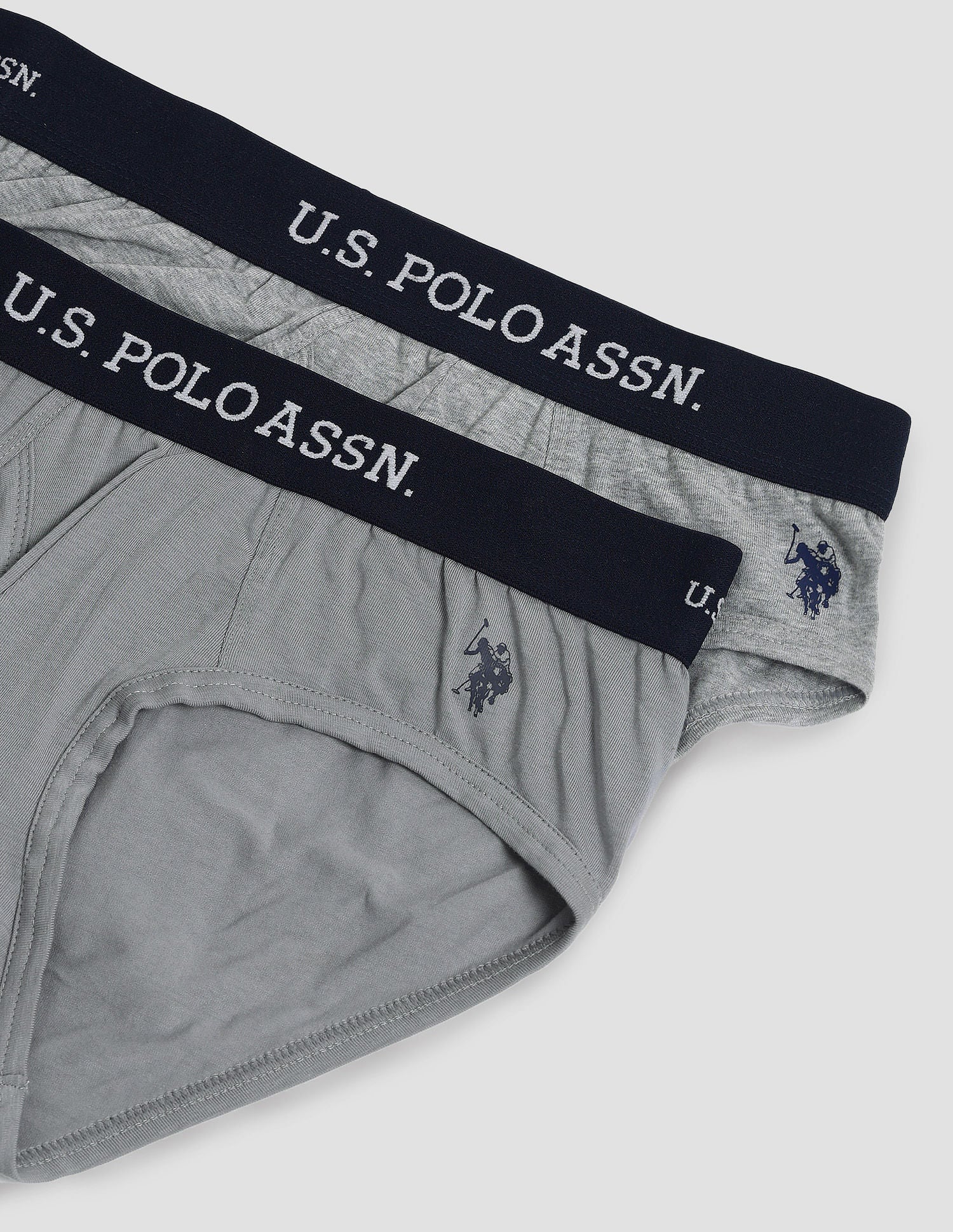 Elasticized Waist OEB11 Briefs - Pack Of 2 Weathervane and Grey Melange - U.S. POLO ASSN. | Large