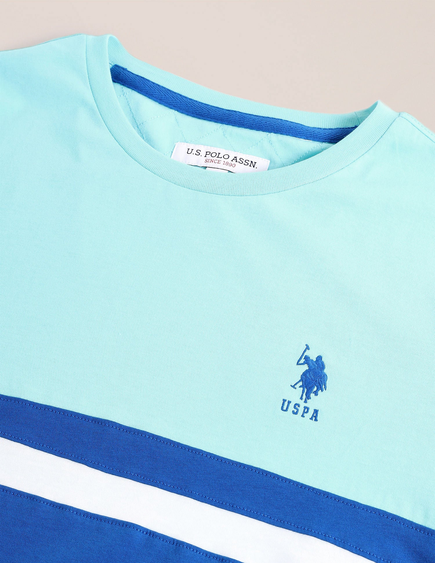 Colour Block Slim Fit T-Shirt Turquoise - U.S. POLO ASSN. | Large