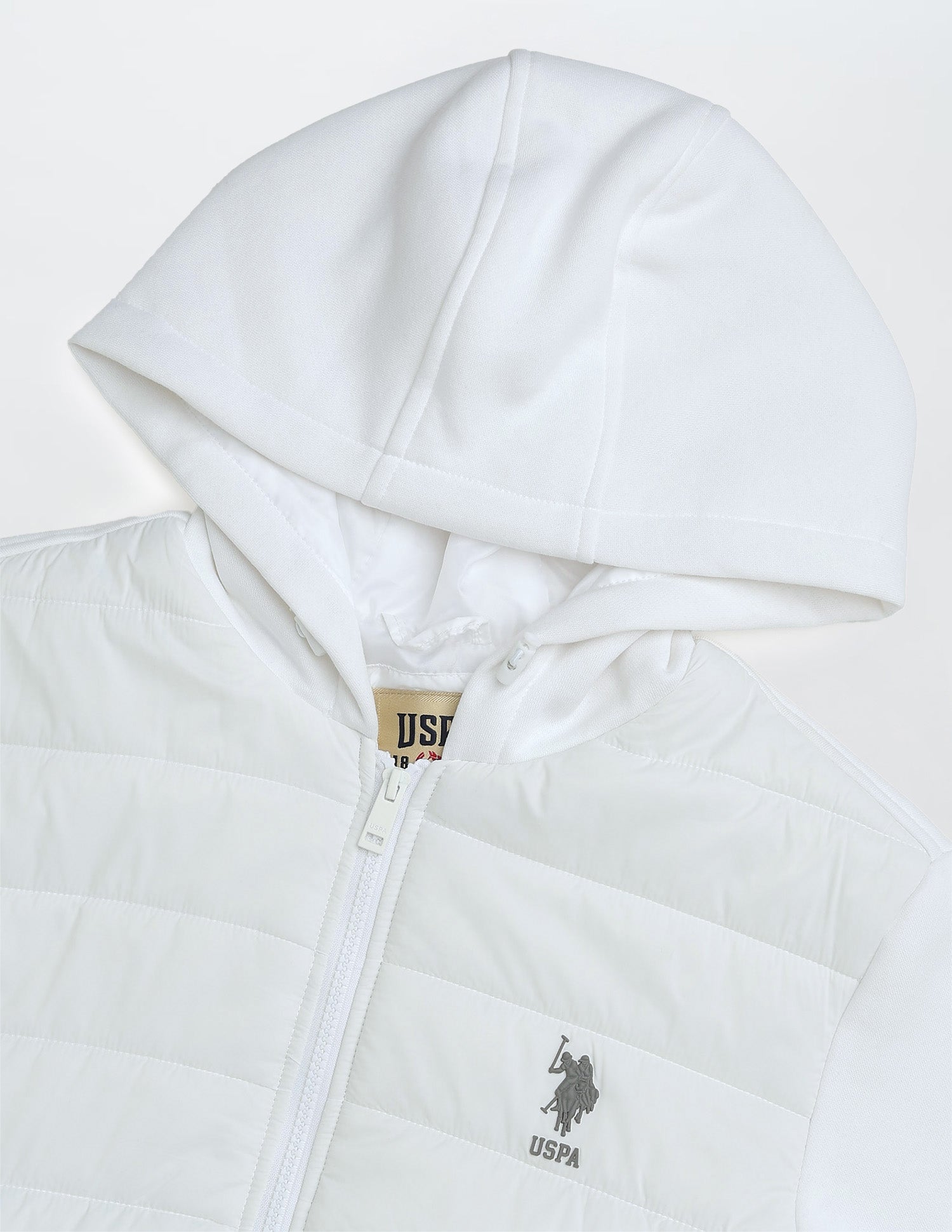Solid Regular Fit Puffer Jacket Ivory - U.S. POLO ASSN. | Large