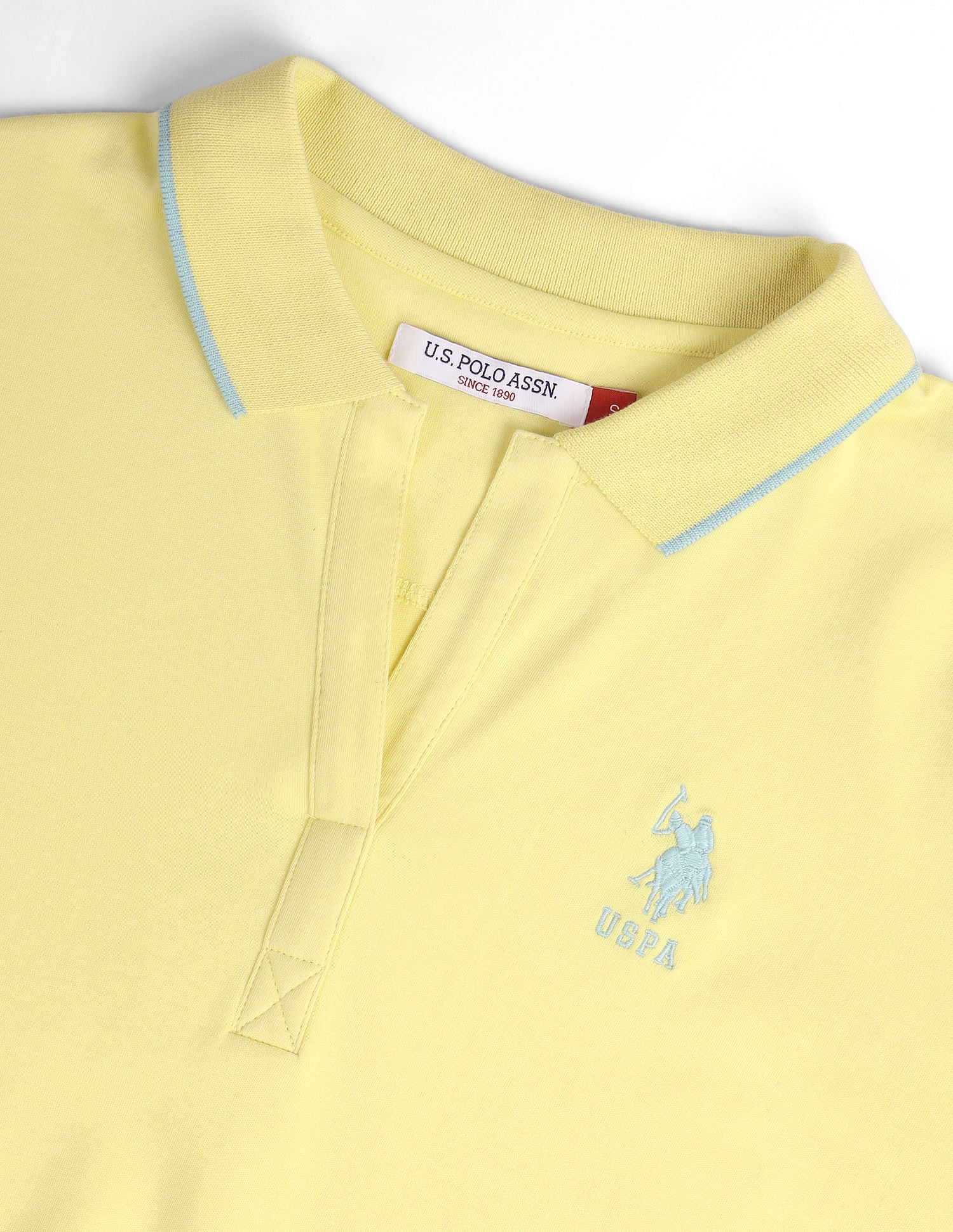 Tipped Collar Solid Polo Shirt Yellow - U.S. POLO ASSN. | Large