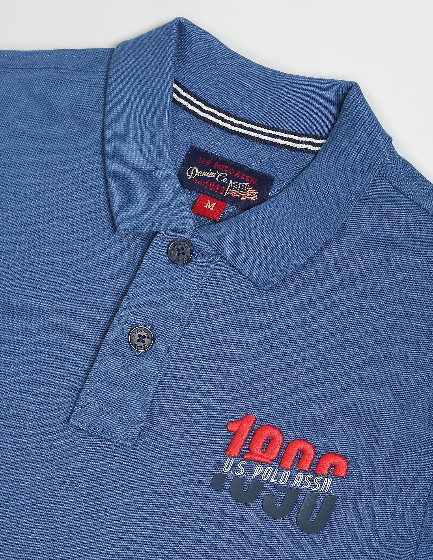 Solid Cotton Polo Shirt Blue - U.S. POLO ASSN. | Large