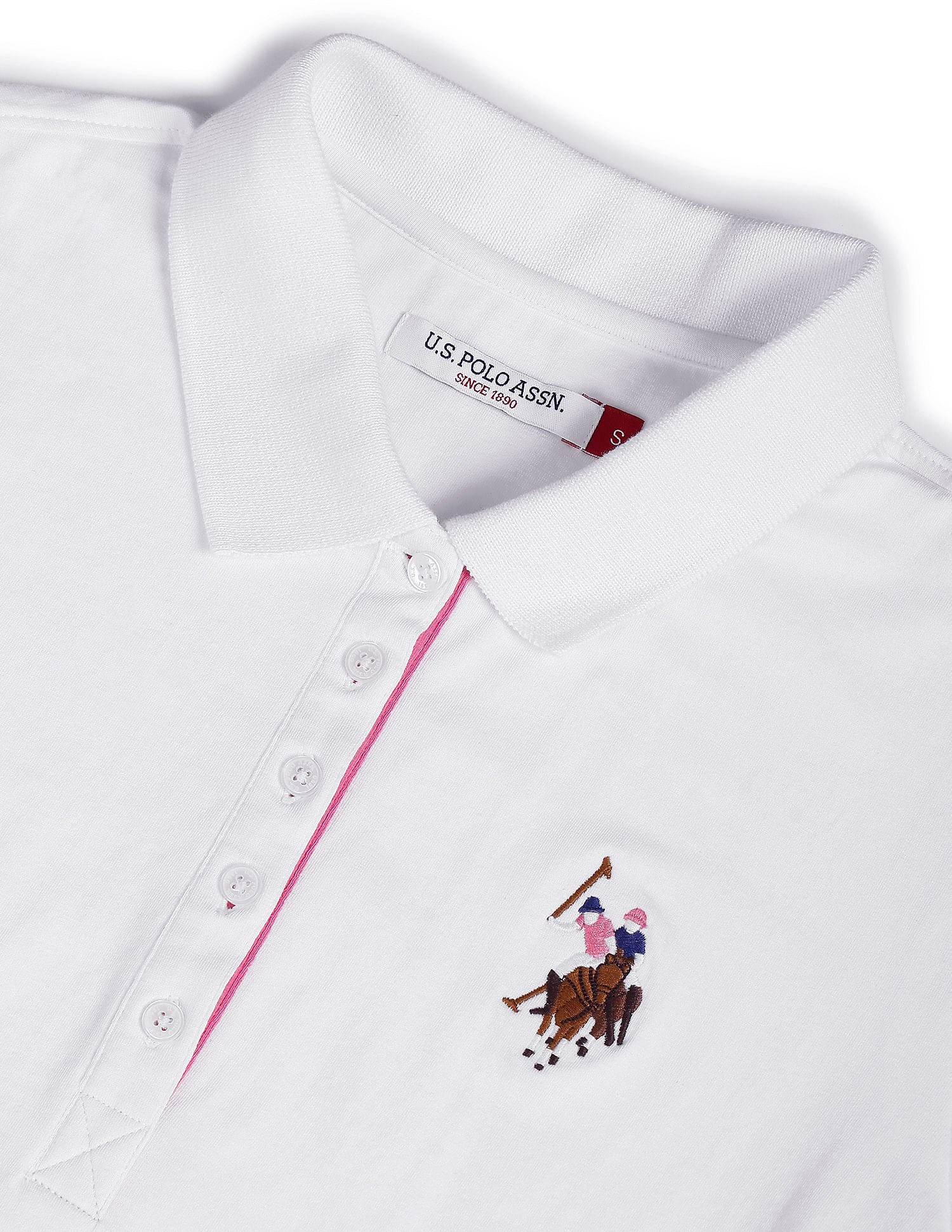 Contrast Cuff Solid Polo Shirt White - U.S. POLO ASSN. | Large