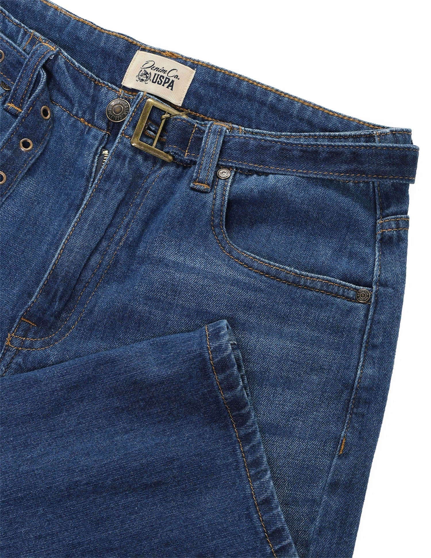Whiskered Straight Fit Jeans Dark Blue - U.S. Polo Assn. India | Large