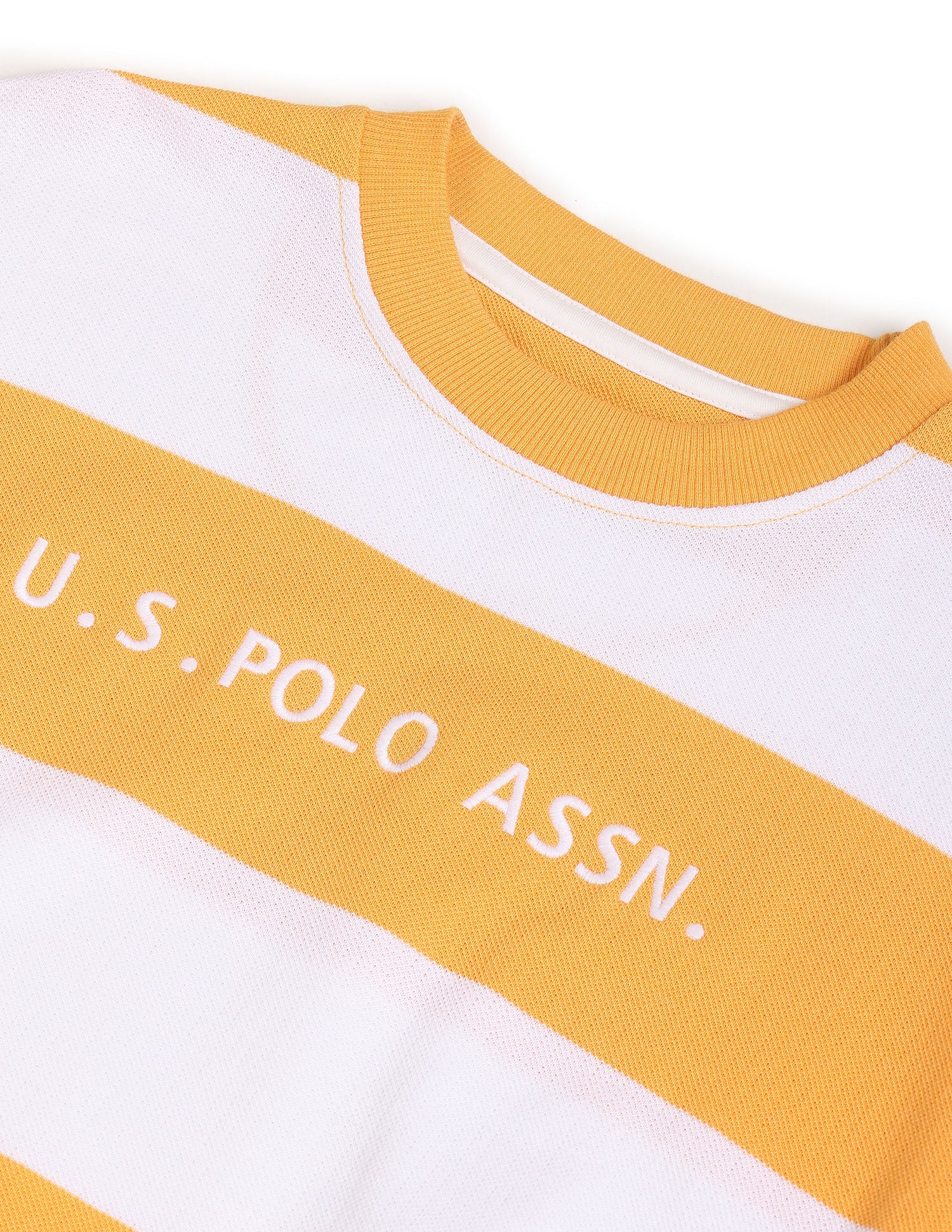 Crew Neck Colour Block Sweatshirt Mustard and White - U.S. Polo Assn. India | Large