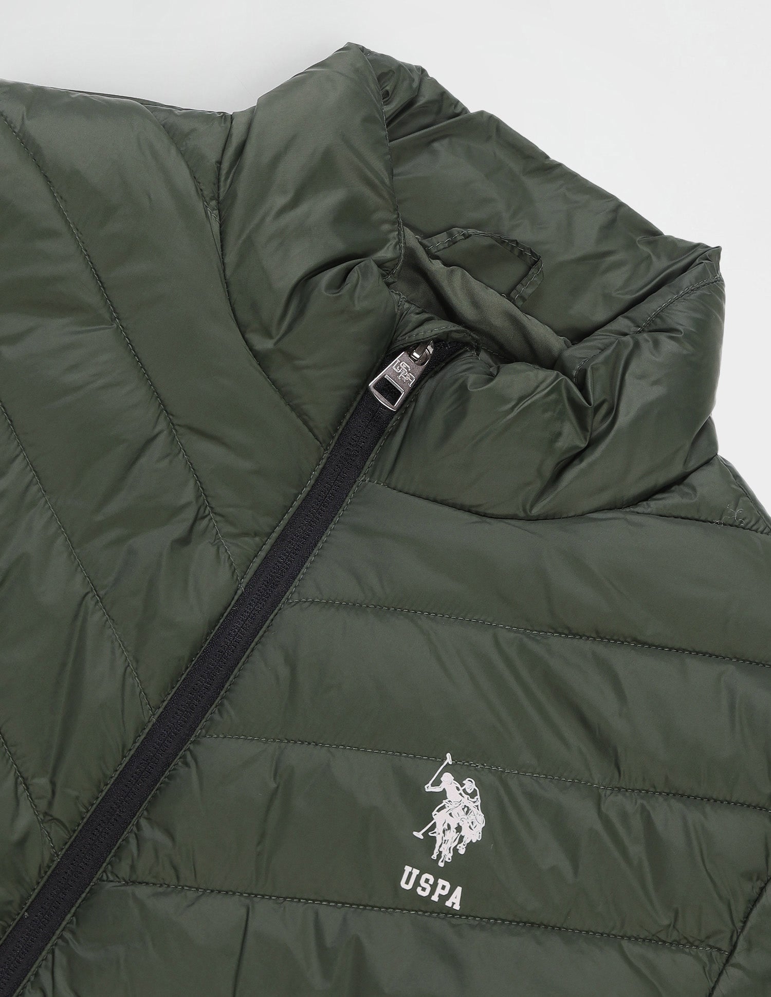 Solid High Neck Jacket Olive - U.S. Polo Assn. India | Large