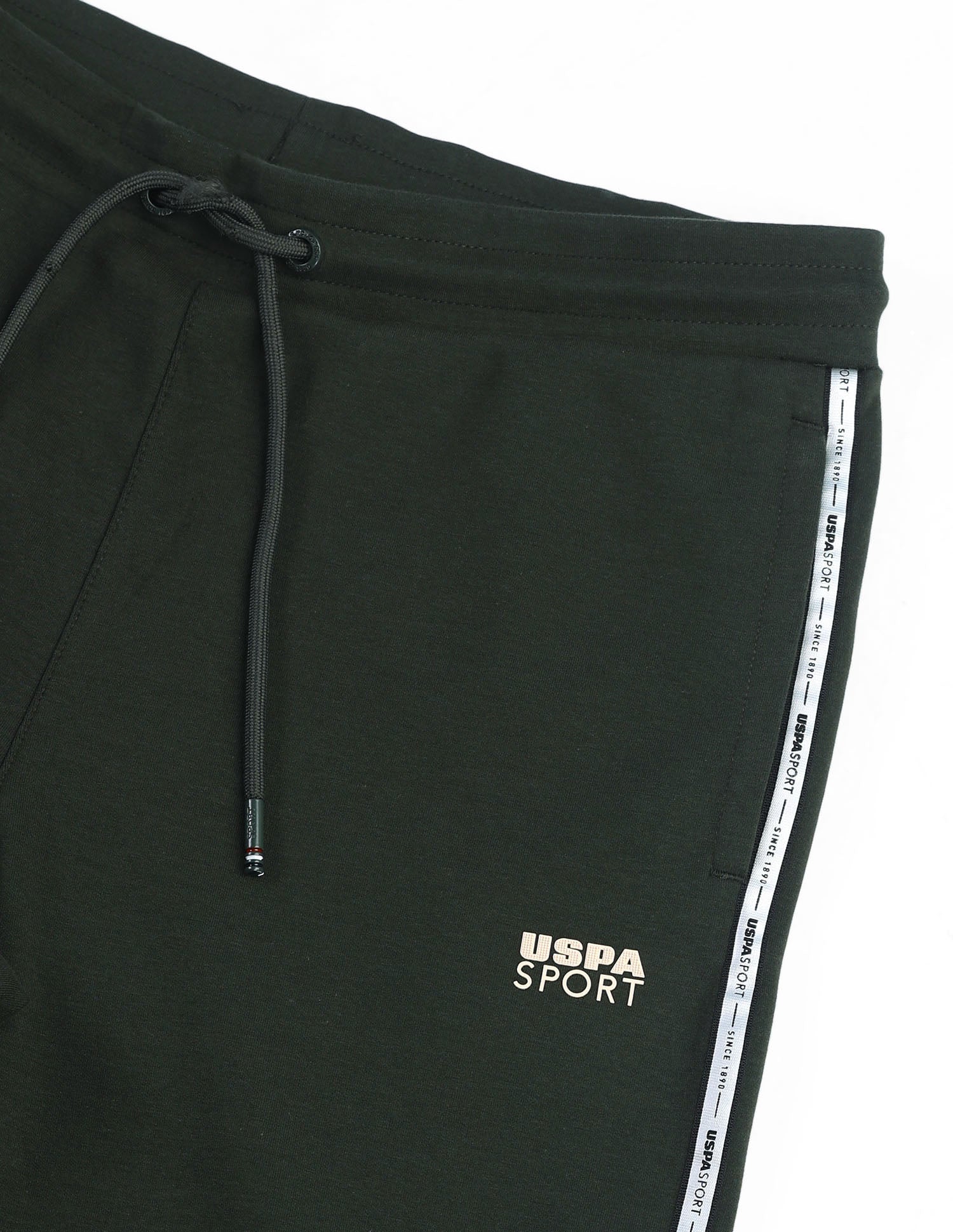 Slim Fit Solid Active Track Pants Olive - U.S. Polo Assn. India | Large