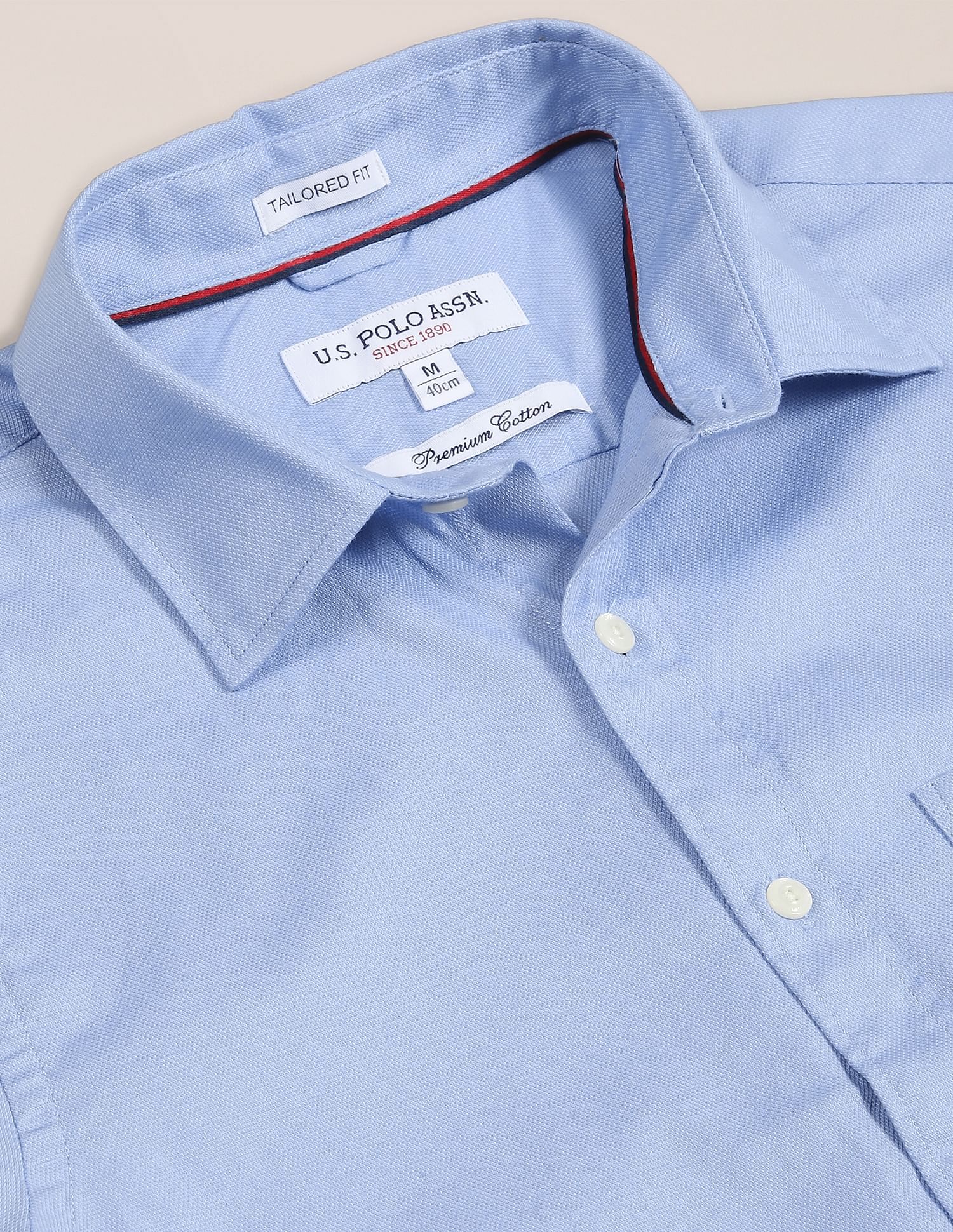 Men Light Blue Premium Cotton Solid Casual Shirt – U.S. Polo Assn. India