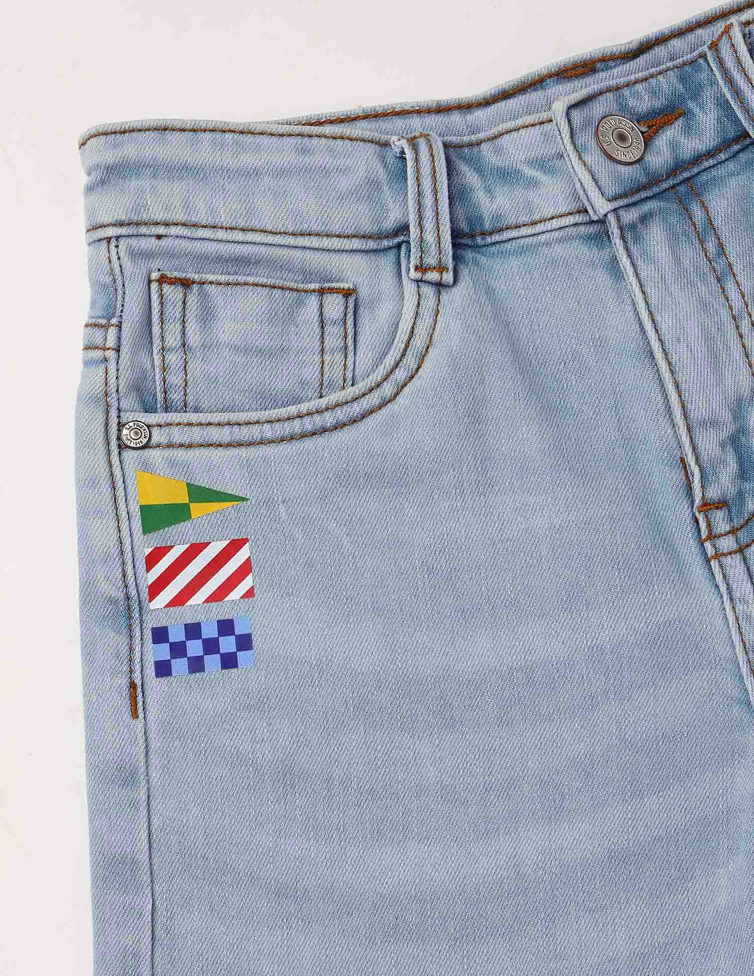 Mid Rise Regular Fit Denim Shorts Light Blue - U.S. Polo Assn. India | Large