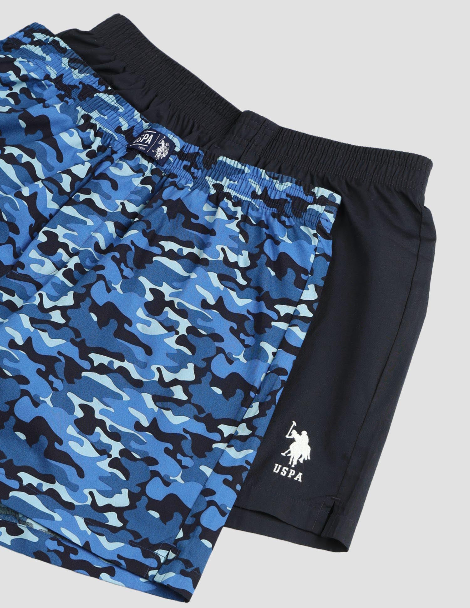 Camouflage Printed Cotton OEX10 Boxers - Pack Of 2 Navy Camo and Navy - U.S. POLO ASSN. | Large