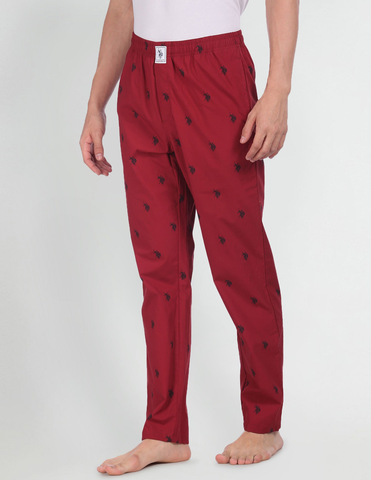 Signature Logo Print Cotton Lounge Pants - Pack Of 1 Maroon - U.S. POLO ASSN. | Large