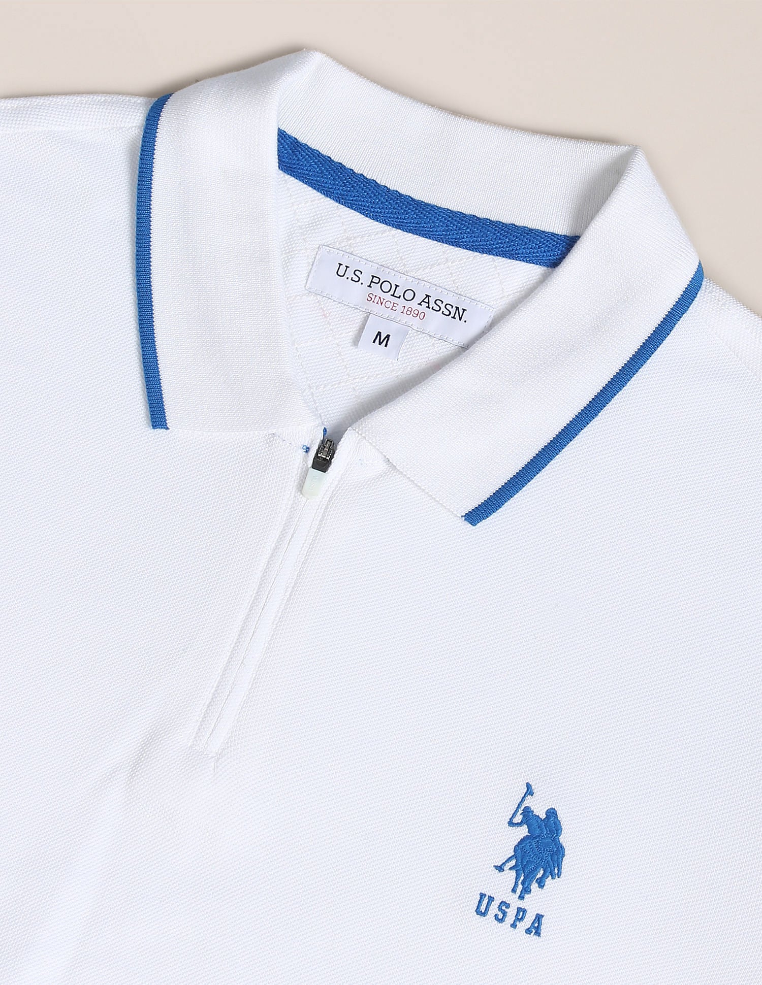 Solid Cotton Polo Shirt White - U.S. Polo Assn. India | Large