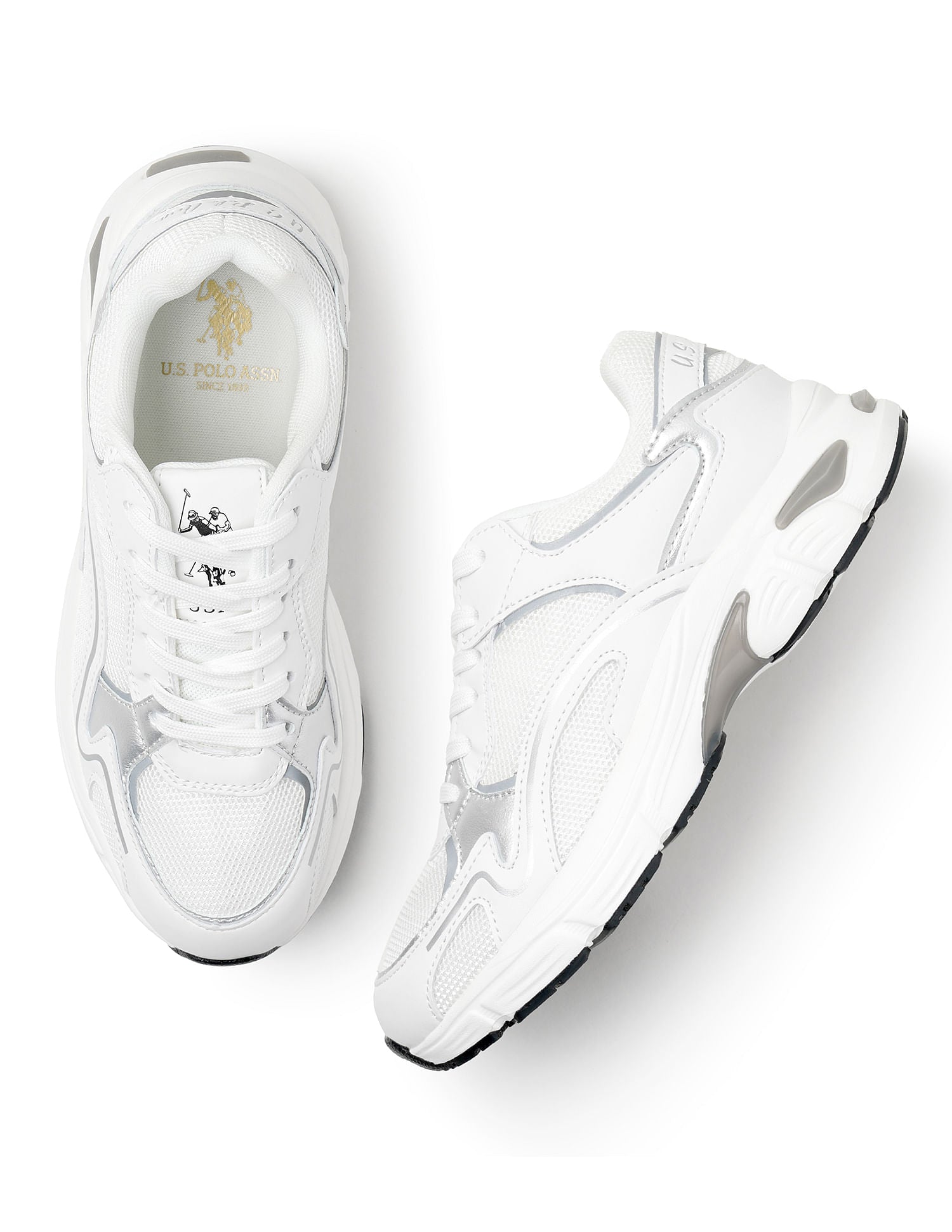 Women Metallic Logo Felicia Sneakers White - U.S. POLO ASSN. | Large