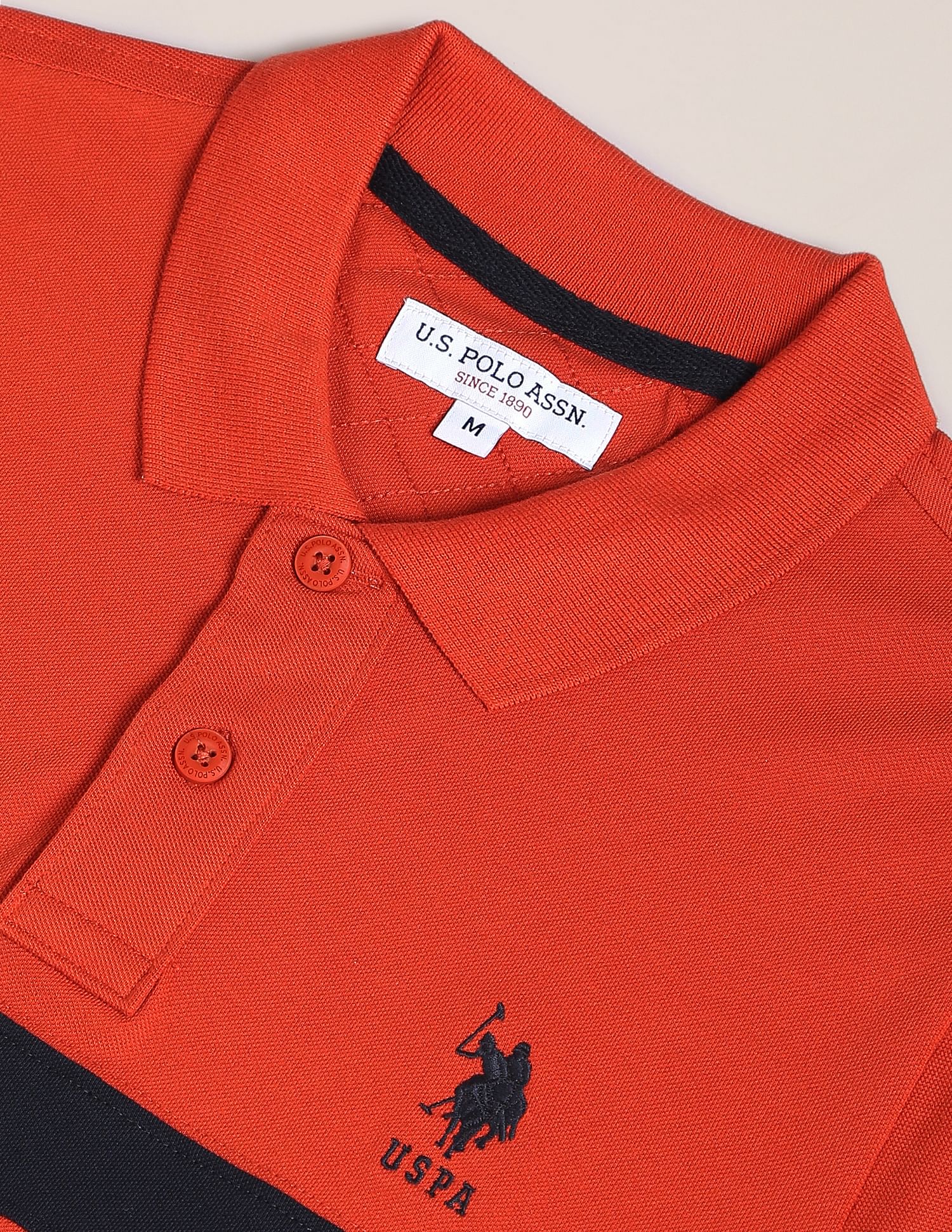 Horizontal Stripe Cotton Polo Shirt Rust - U.S. POLO ASSN. | Large