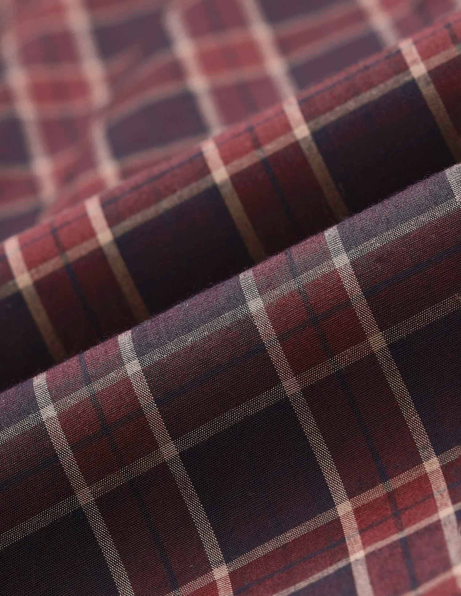 Tailored Fit Tartan Checked Shirt Burgundy - U.S. Polo Assn. India | Large