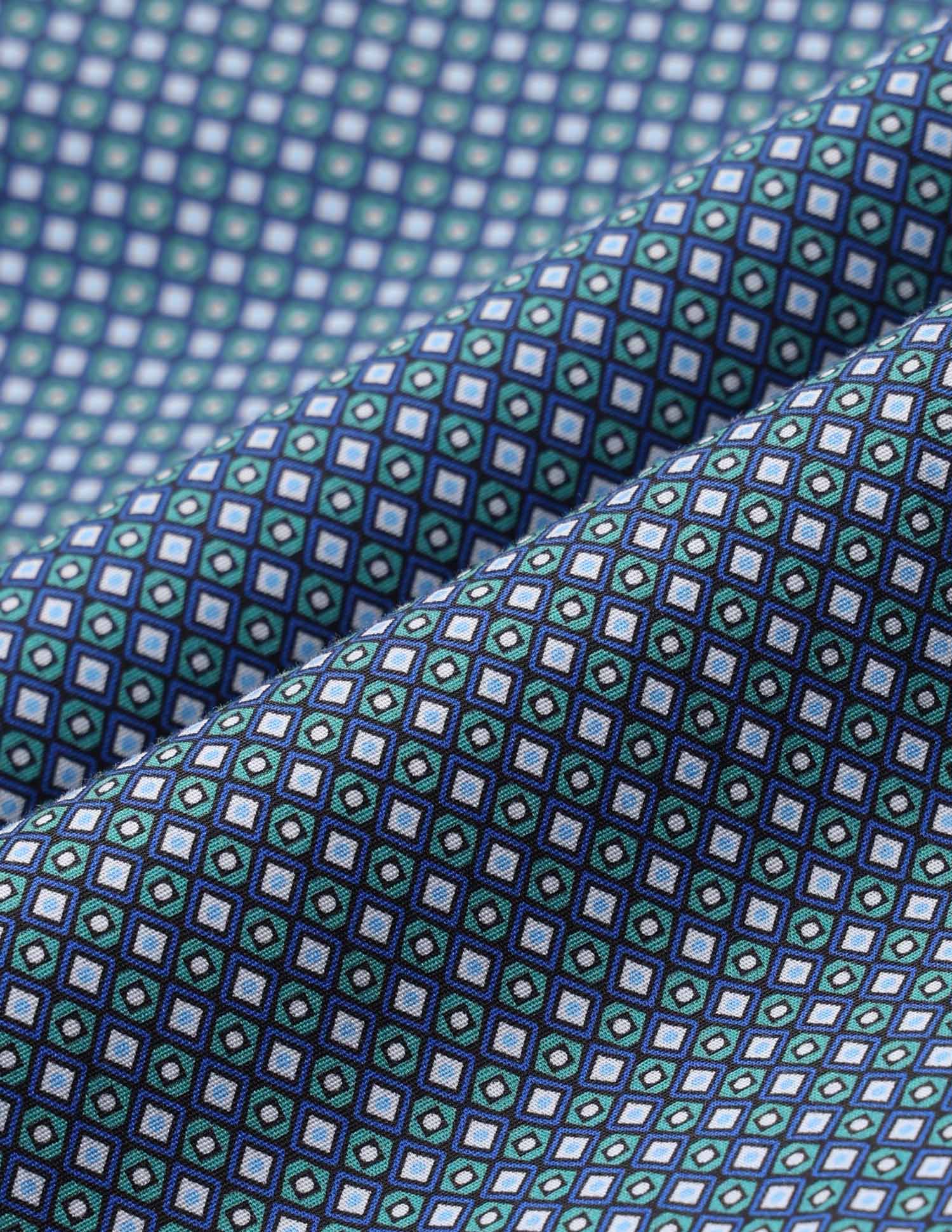 Geometric Printed Tailored Fit Shirt Blue - U.S. Polo Assn. India | Large