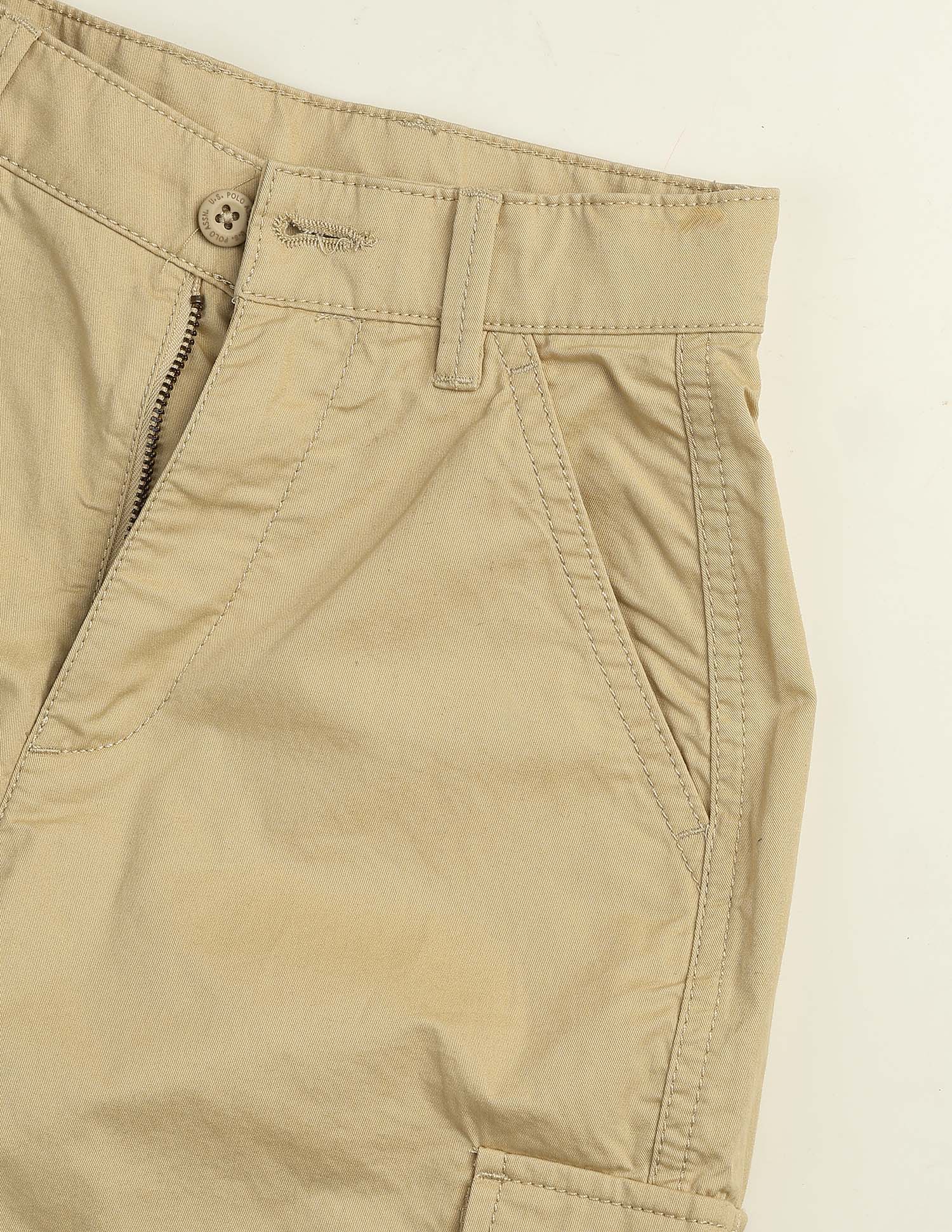 Mid Rise Relaxed Fit Shorts Beige - U.S. Polo Assn. India | Large