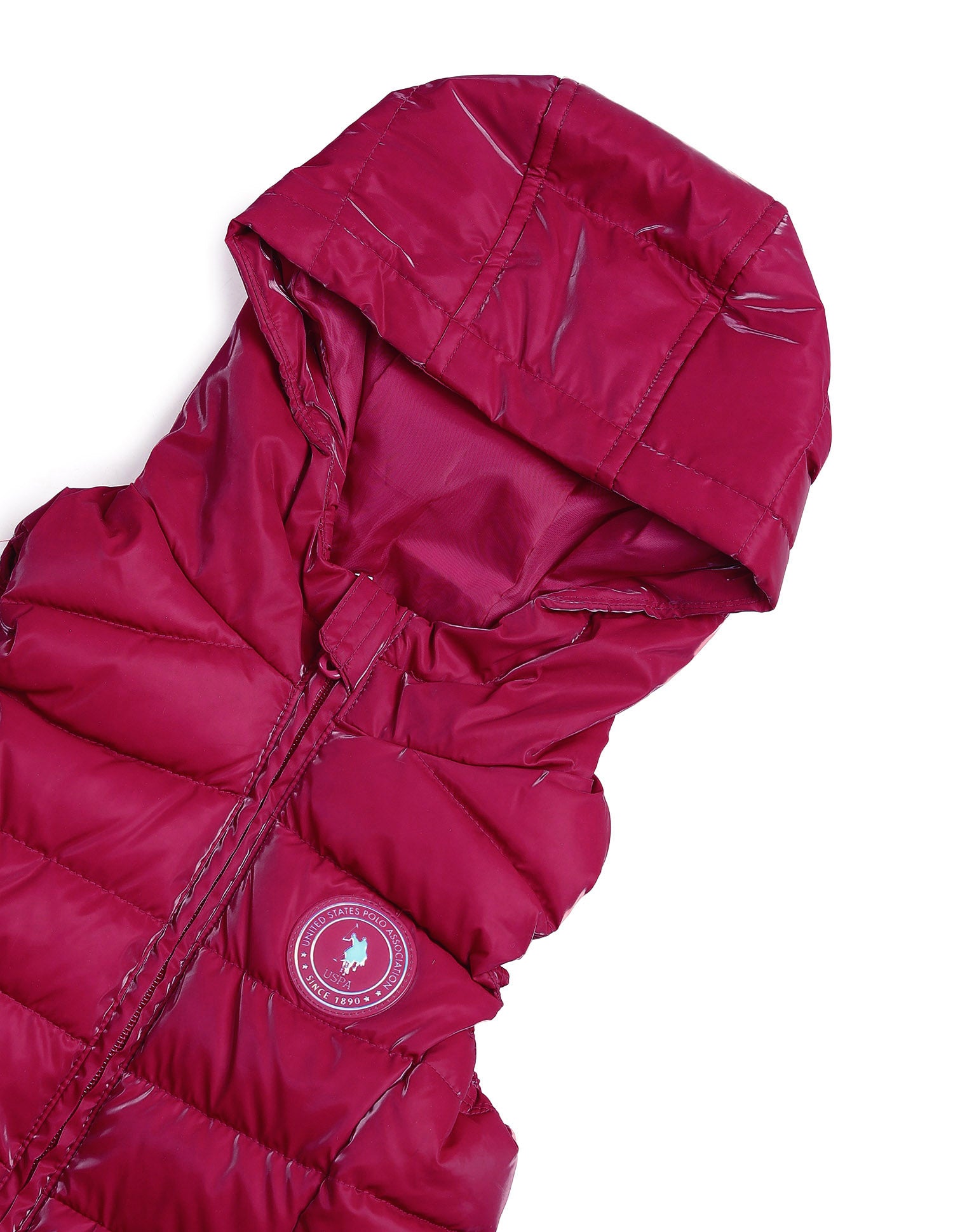 Girls Hooded Puffer Gilet Jacket Dark Pink - U.S. POLO ASSN. | Large