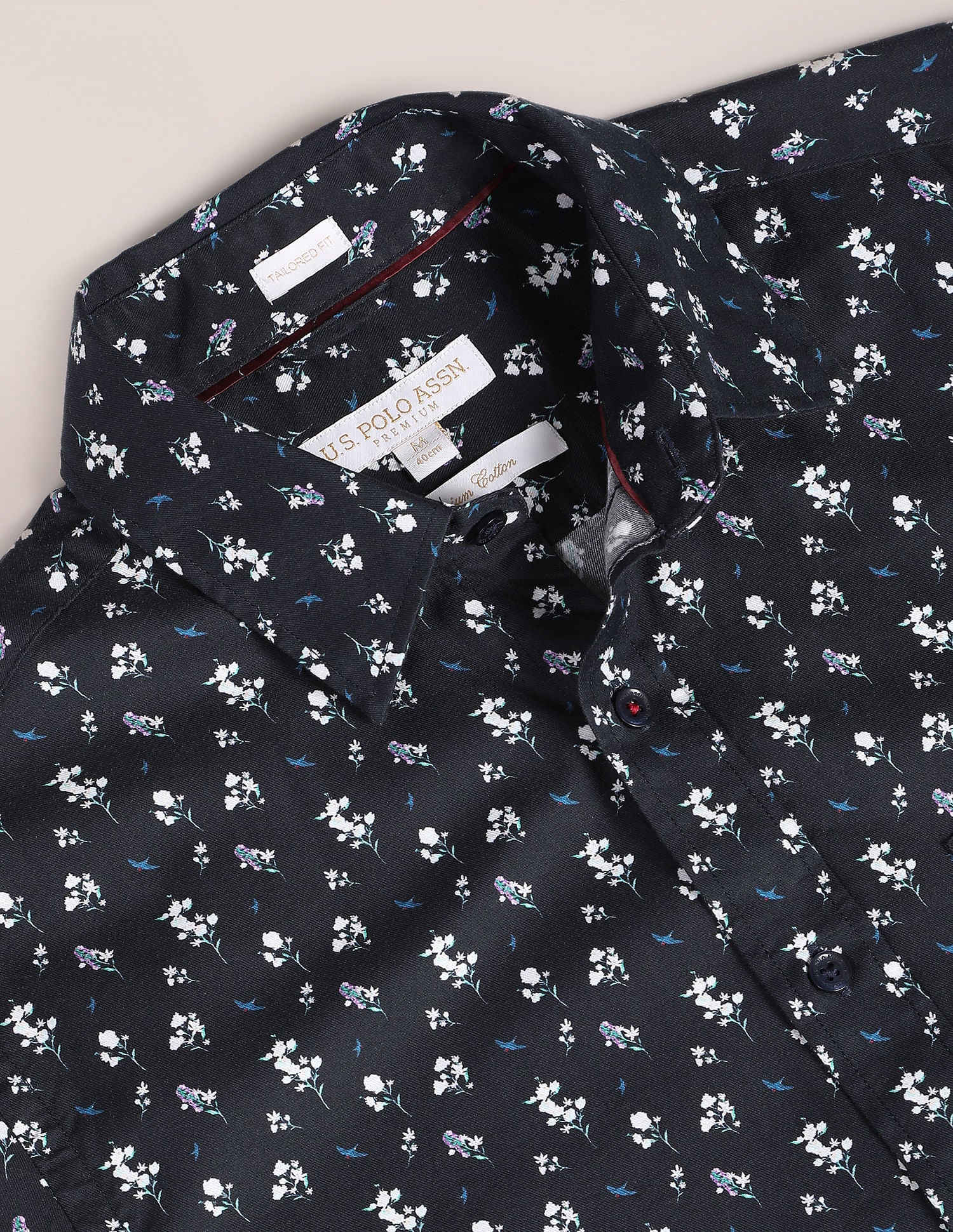 Cutaway Collar Floral Print Shirt Navy - U.S. POLO ASSN. | Large