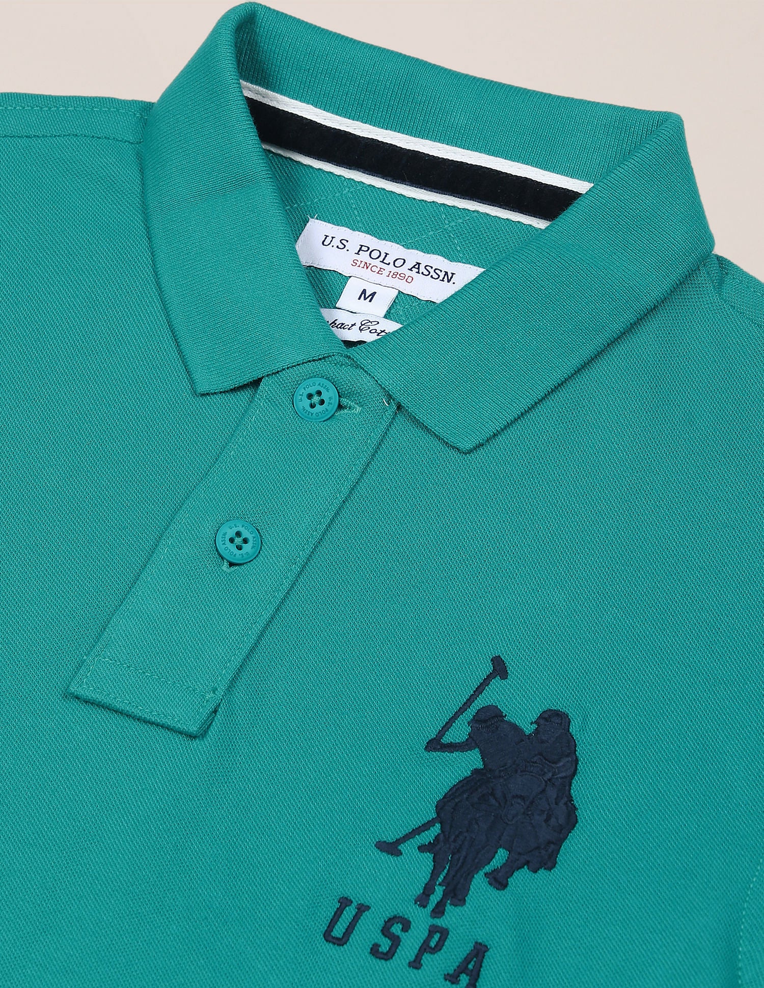 Pique Knit Compact Cotton Polo Shirt Teal - U.S. Polo Assn. India | Large