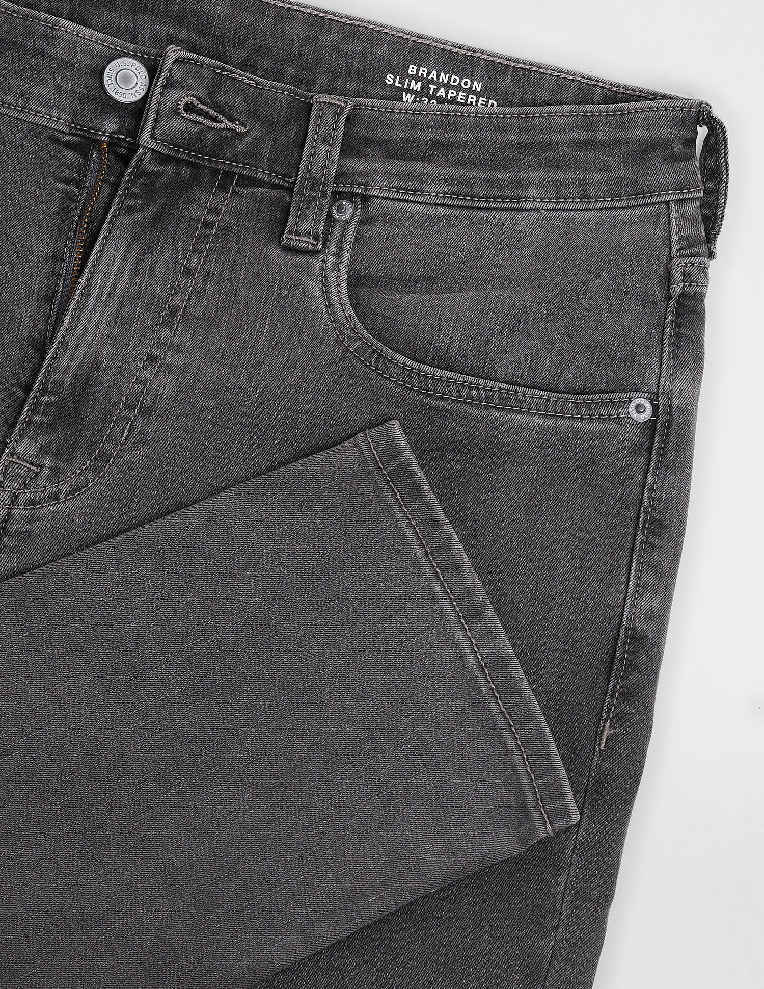 Brandon Slim Tapered Grey Jeans Grey - U.S. Polo Assn. India | Large