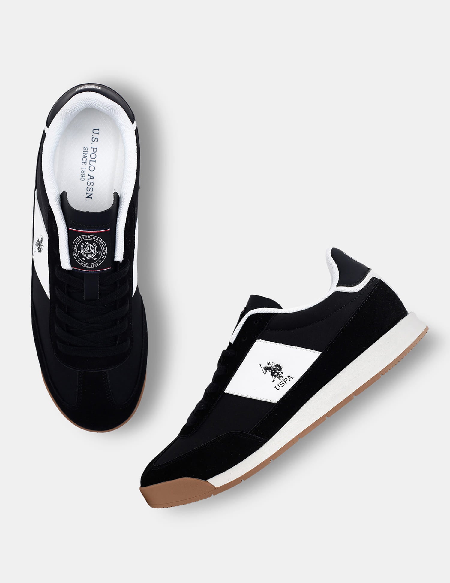 Colour Blocked Lace Ups Gallop Sneakers Black - U.S. Polo Assn. India | Large