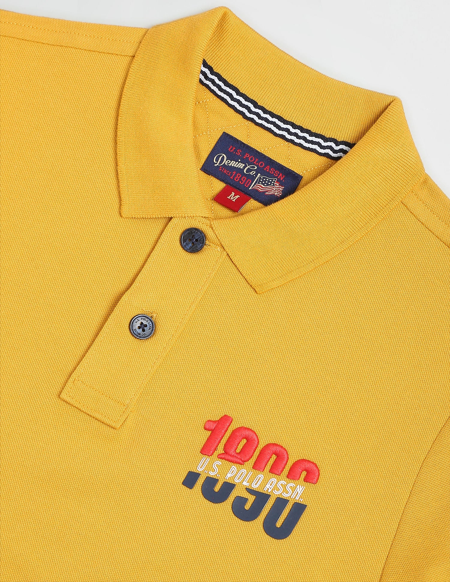 Embroidered Logo Cotton Polo Shirt Mustard - U.S. POLO ASSN. | Large