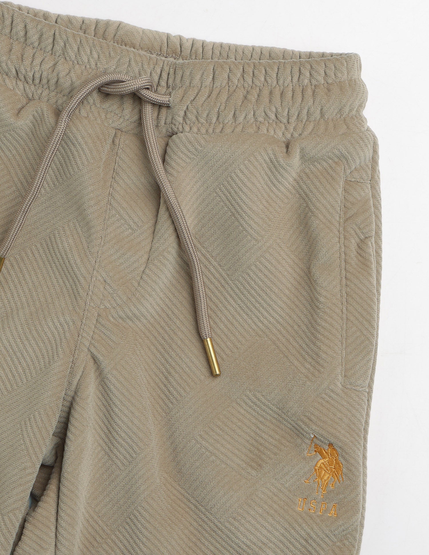 Patterned Brand Embroidered Joggers Beige - U.S. Polo Assn. India | Large
