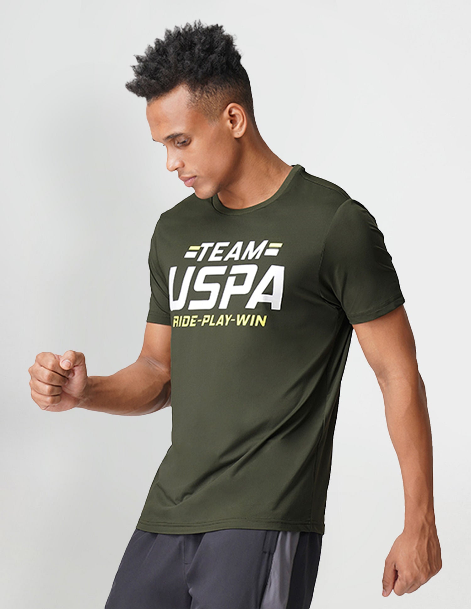 Brand Print Crew Neck I713 Lounge T-Shirt - Pack Of 1 Olive - U.S. POLO ASSN. | Large