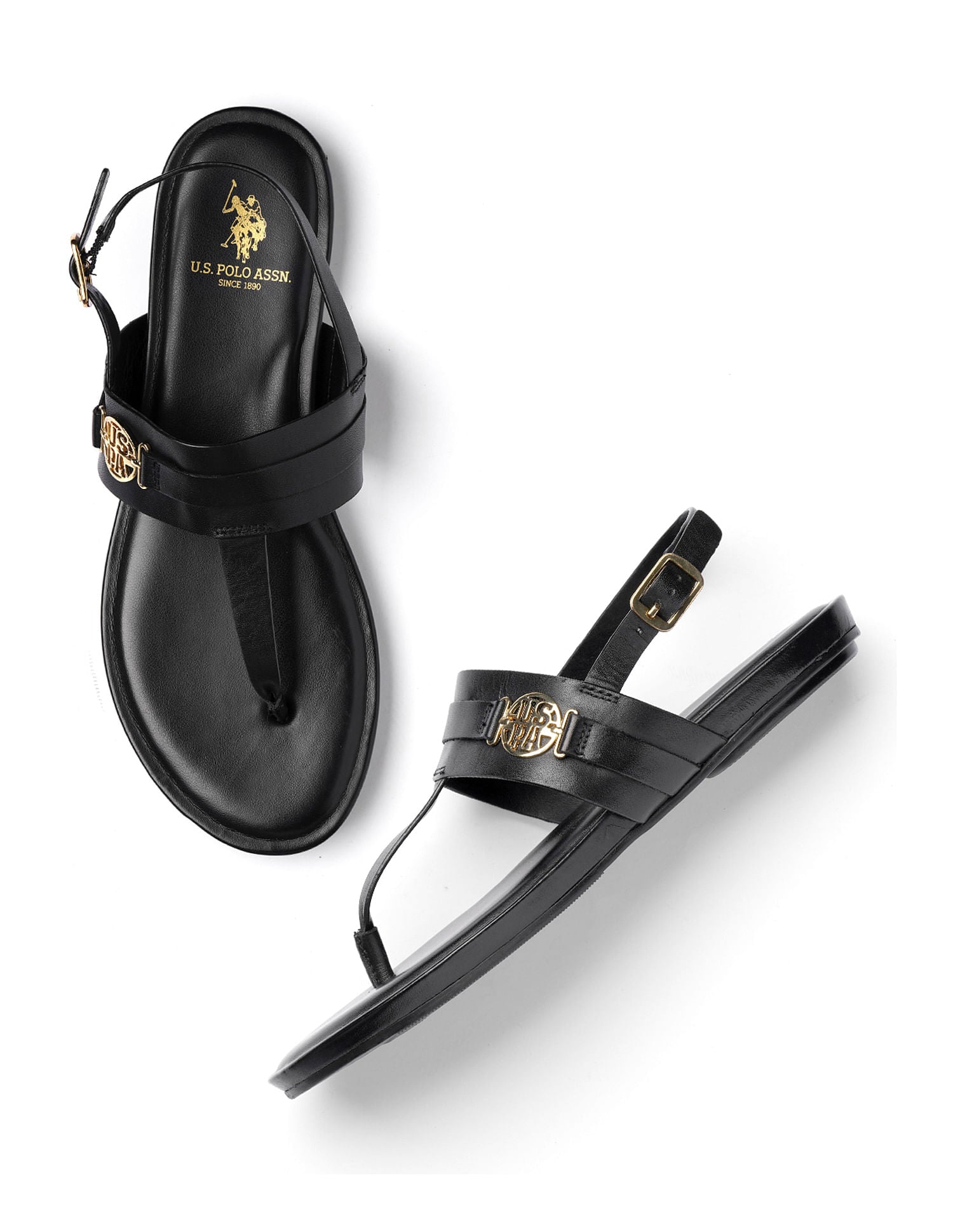 Women Ivy Solid Flats Black - U.S. POLO ASSN. | Large