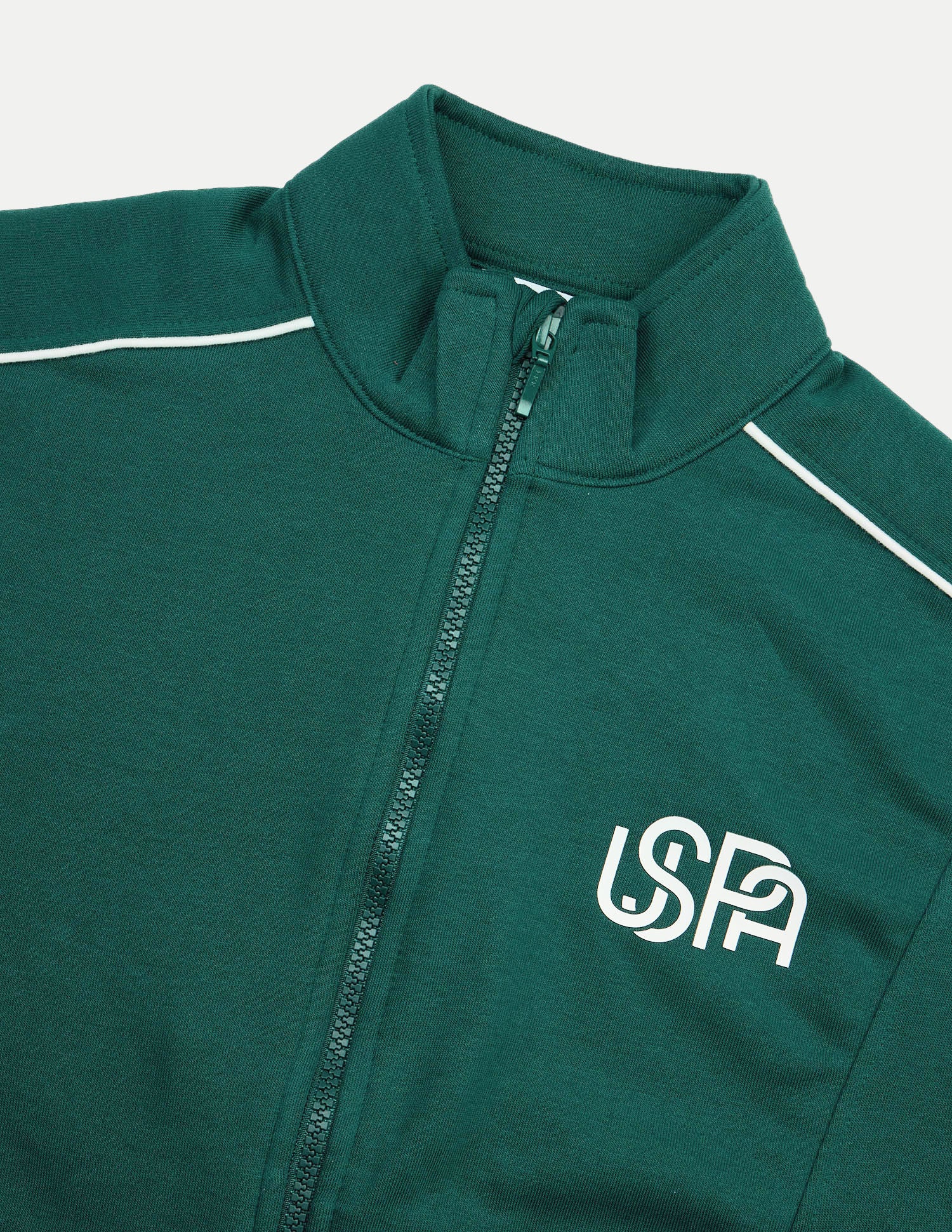 Contrast Piping Zipper Jacket Dark Green - U.S. Polo Assn. India | Large