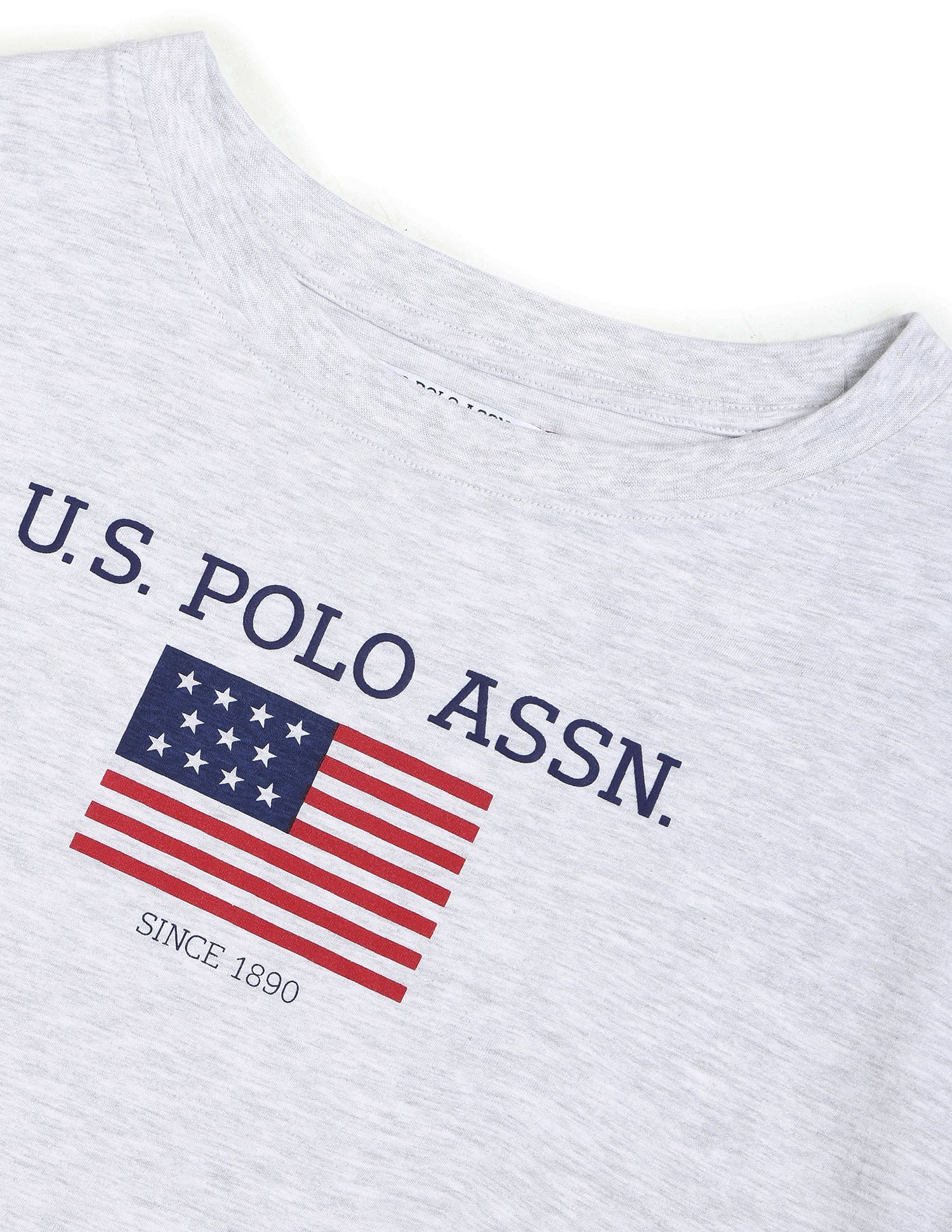 Long Sleeve Flag Print Heathered T-Shirt Light Grey - U.S. POLO ASSN. | Large