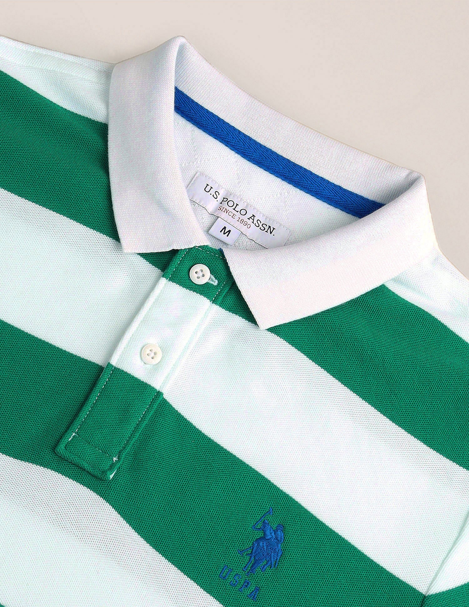 Horizontal Stripe Slim Fit Polo Shirt Green - U.S. Polo Assn. India | Large