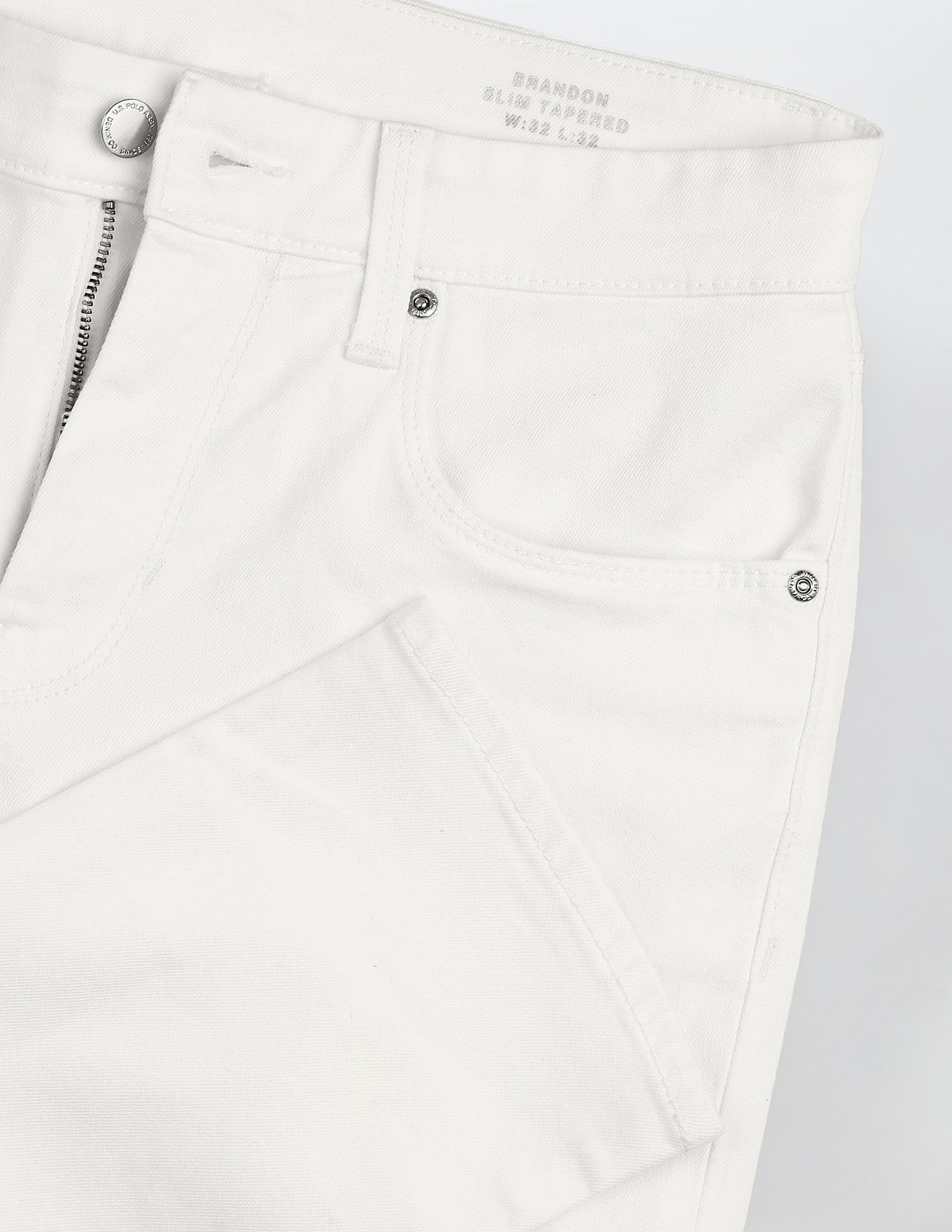 Brandon Slim Tapered Fit White Jeans White - U.S. POLO ASSN. | Large