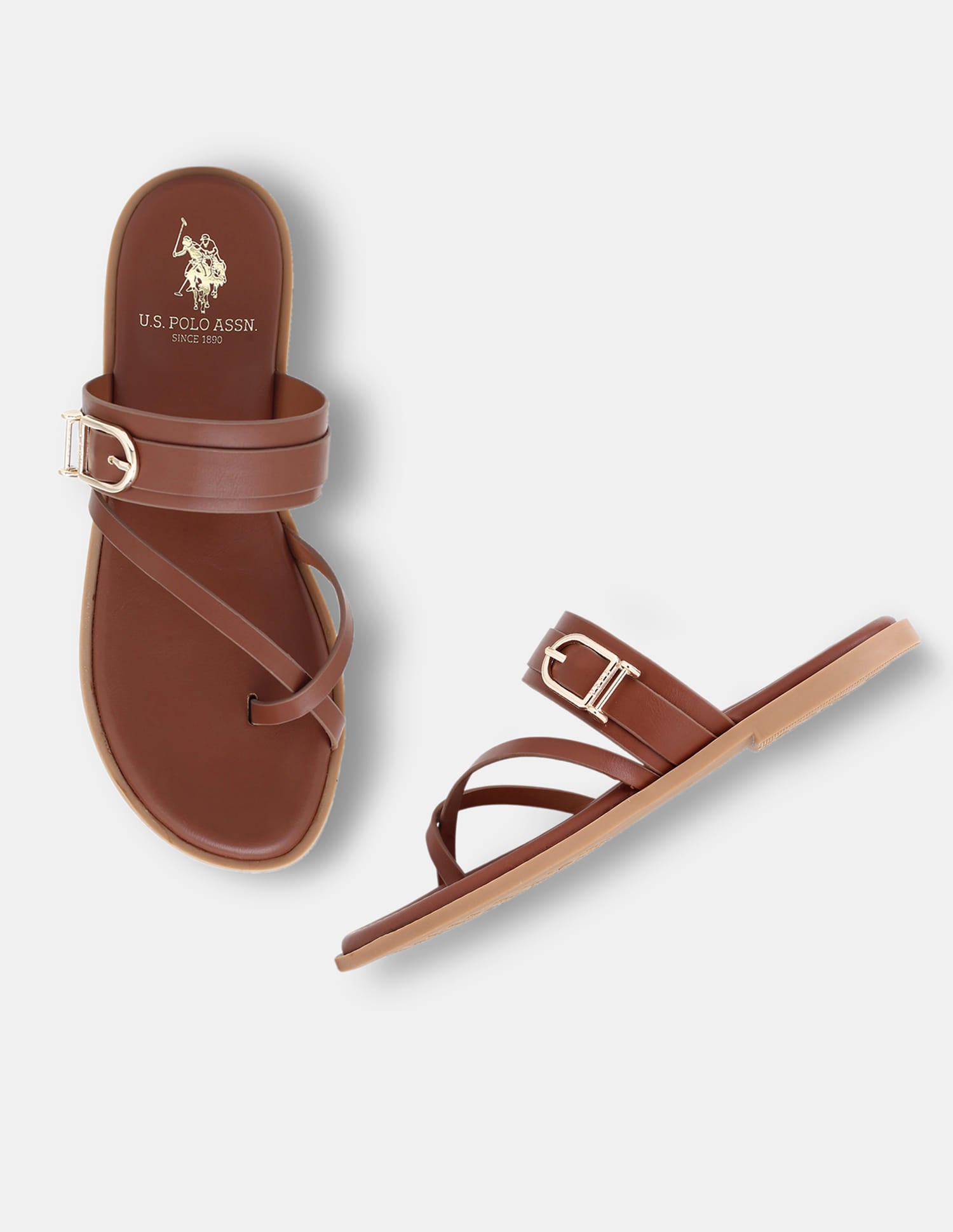 Women Relien One Toe Sandals Tan - U.S. Polo Assn. India | Large