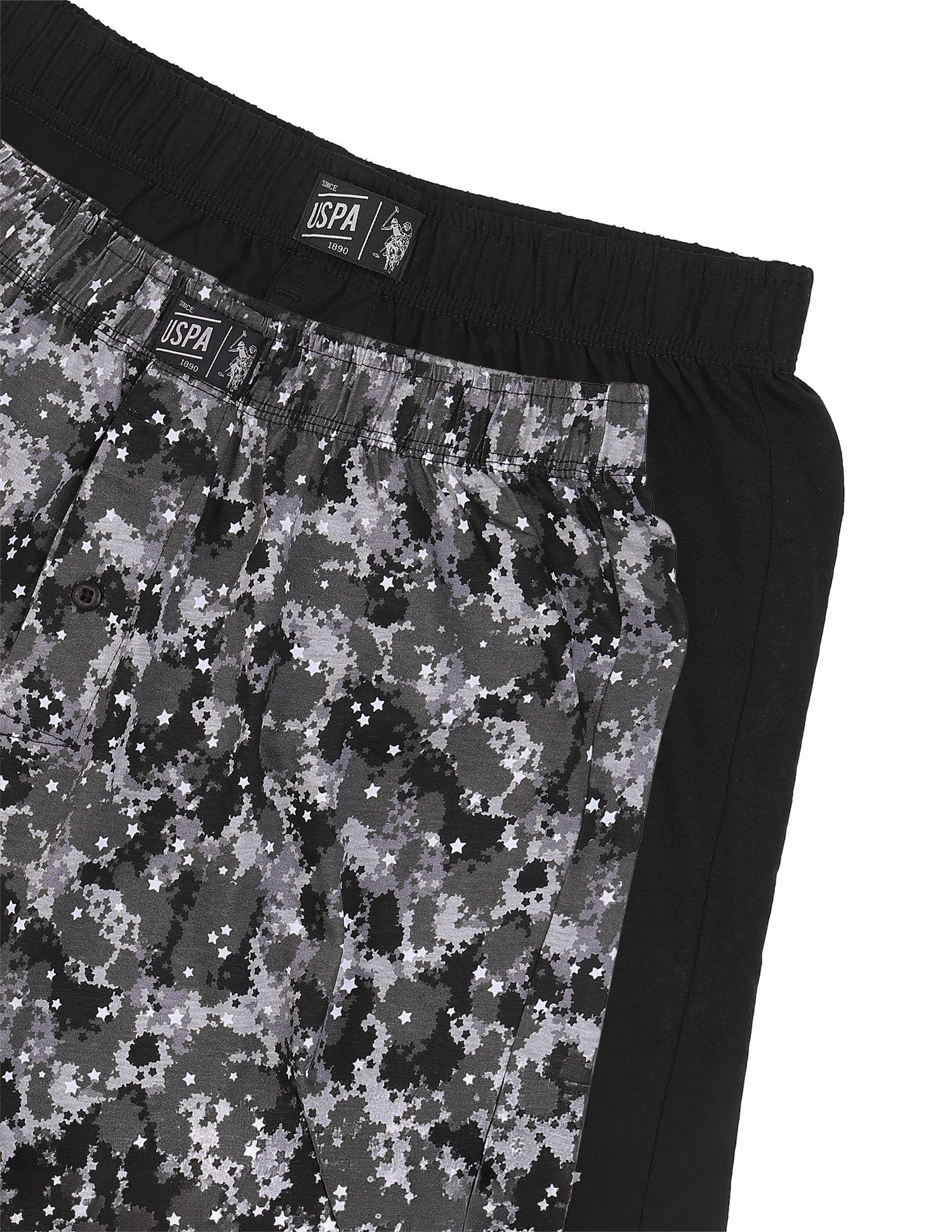 Pure Cotton OEX01 Boxers - Pack Of 2 Black and Grey - U.S. Polo Assn. India | Large