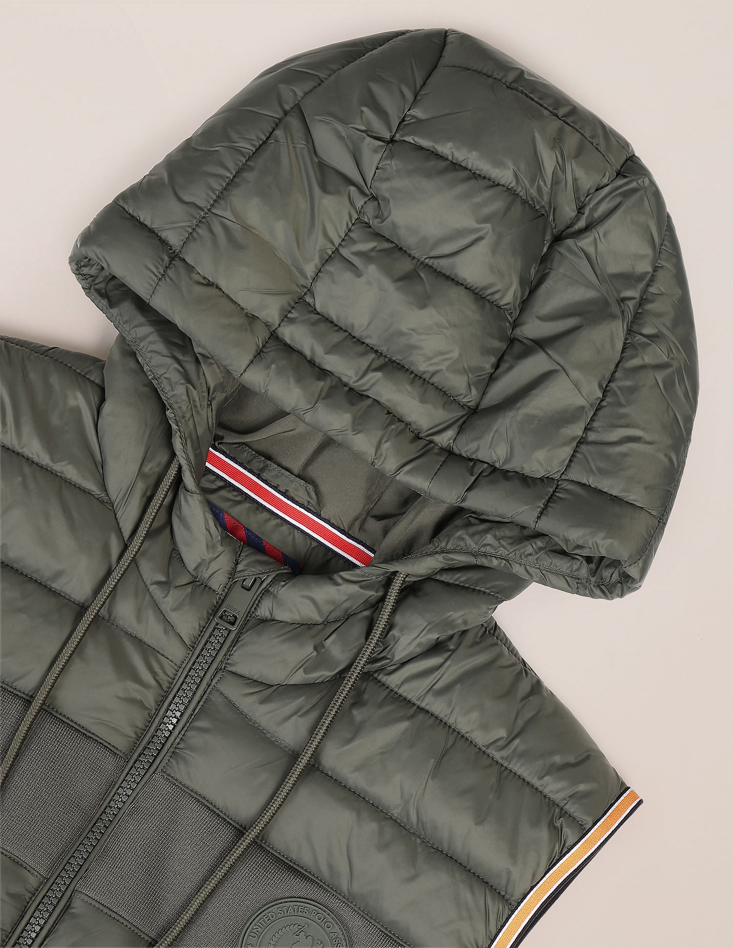 Gillet Puffer Hooded Jacket Olive - U.S. POLO ASSN. | Large
