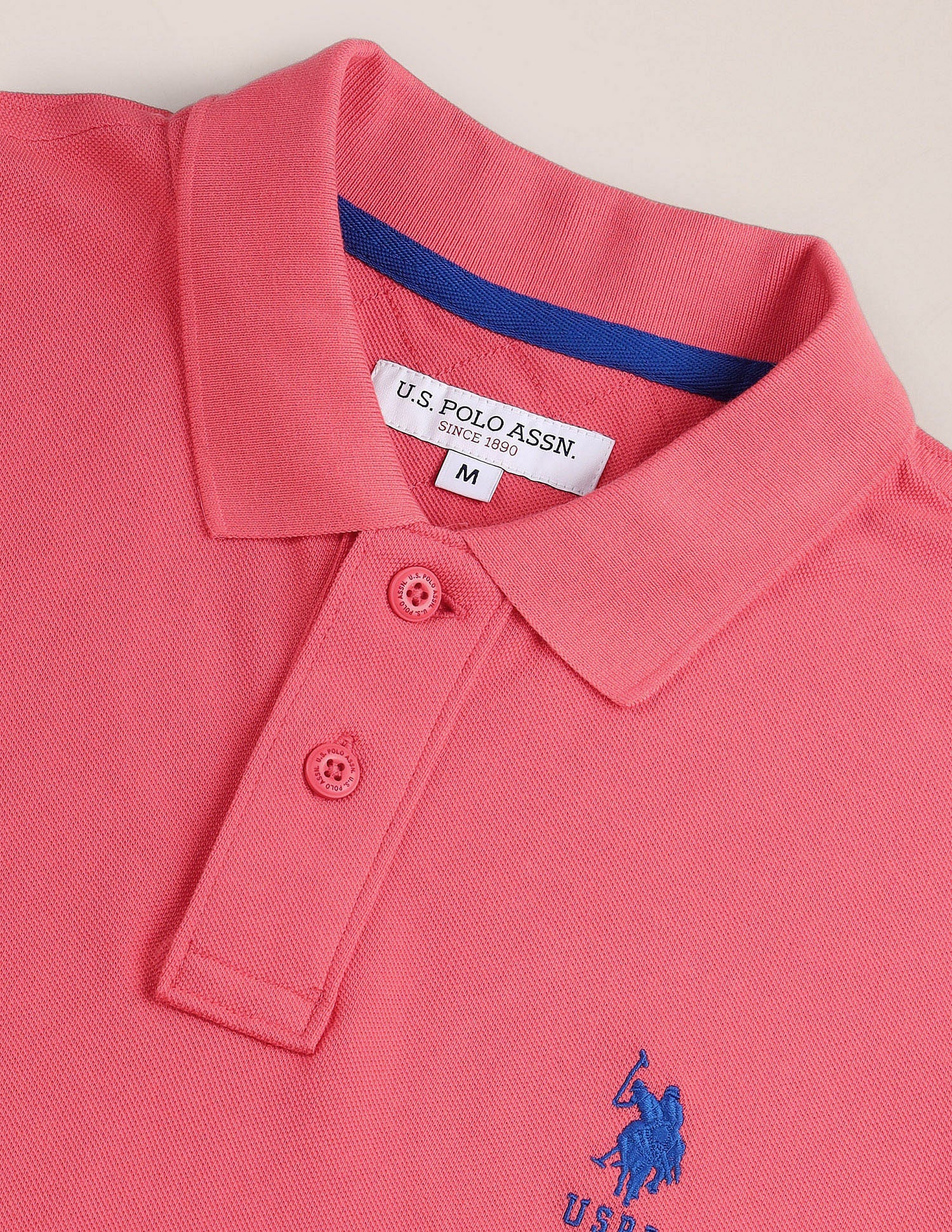 Tipped Sleeve Hem Slim Polo Shirt Peach - U.S. Polo Assn. India | Large