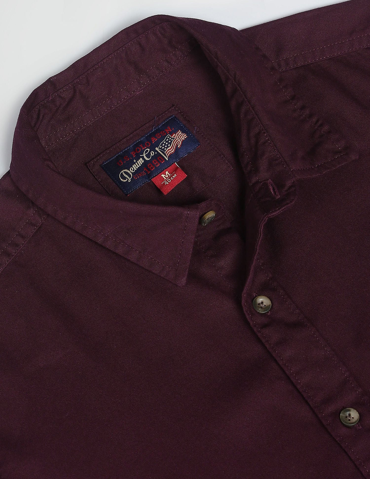 Solid Twill Casual Shirt Maroon - U.S. Polo Assn. India | Large
