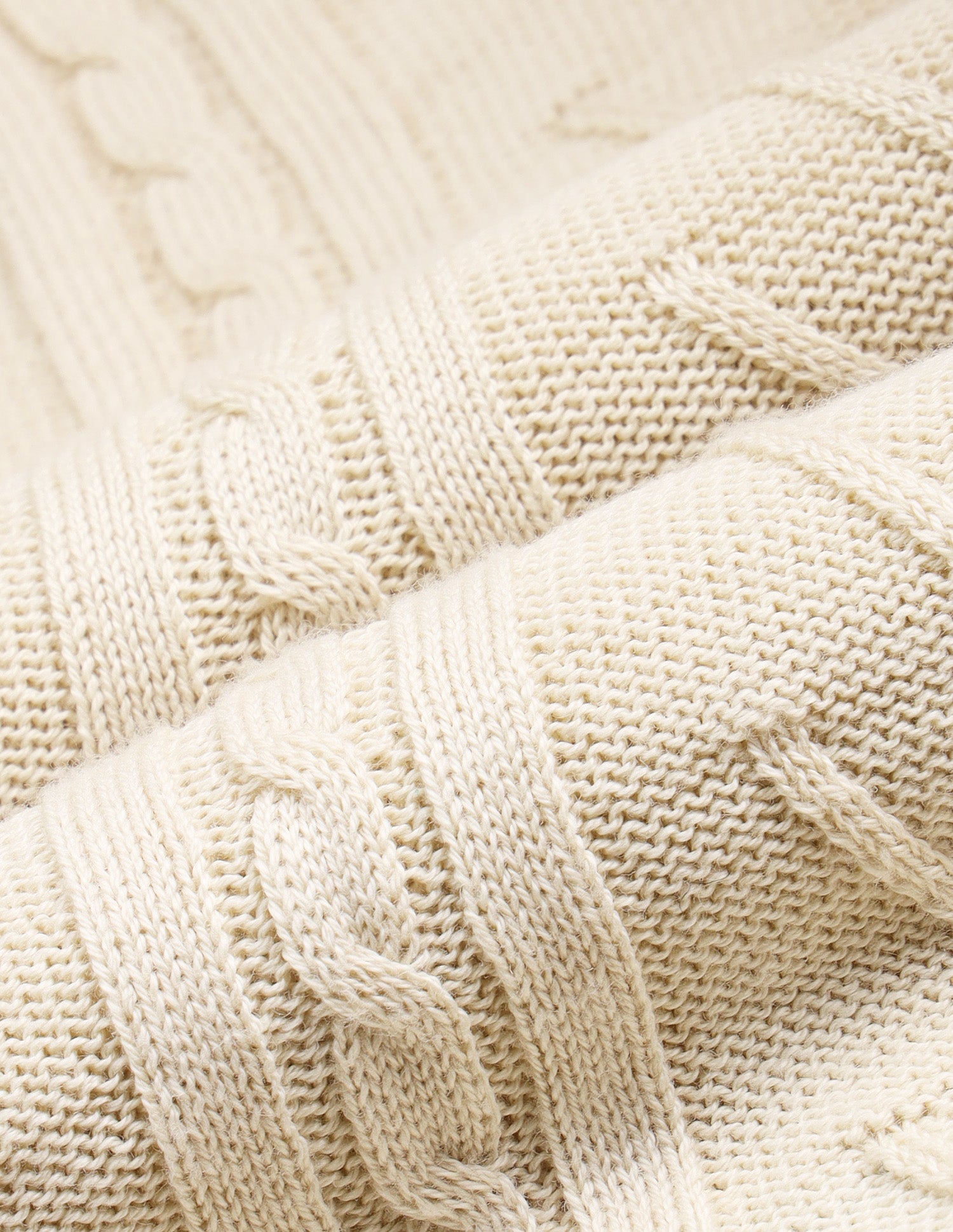 Cable Patterned Knit Regular Fit Sweater Ecru - U.S. Polo Assn. India | Large