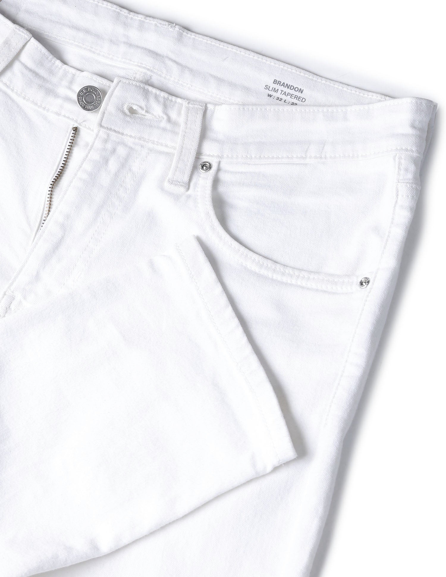 Brandon Slim Tapered Fit White Jeans White - U.S. POLO ASSN. | Large