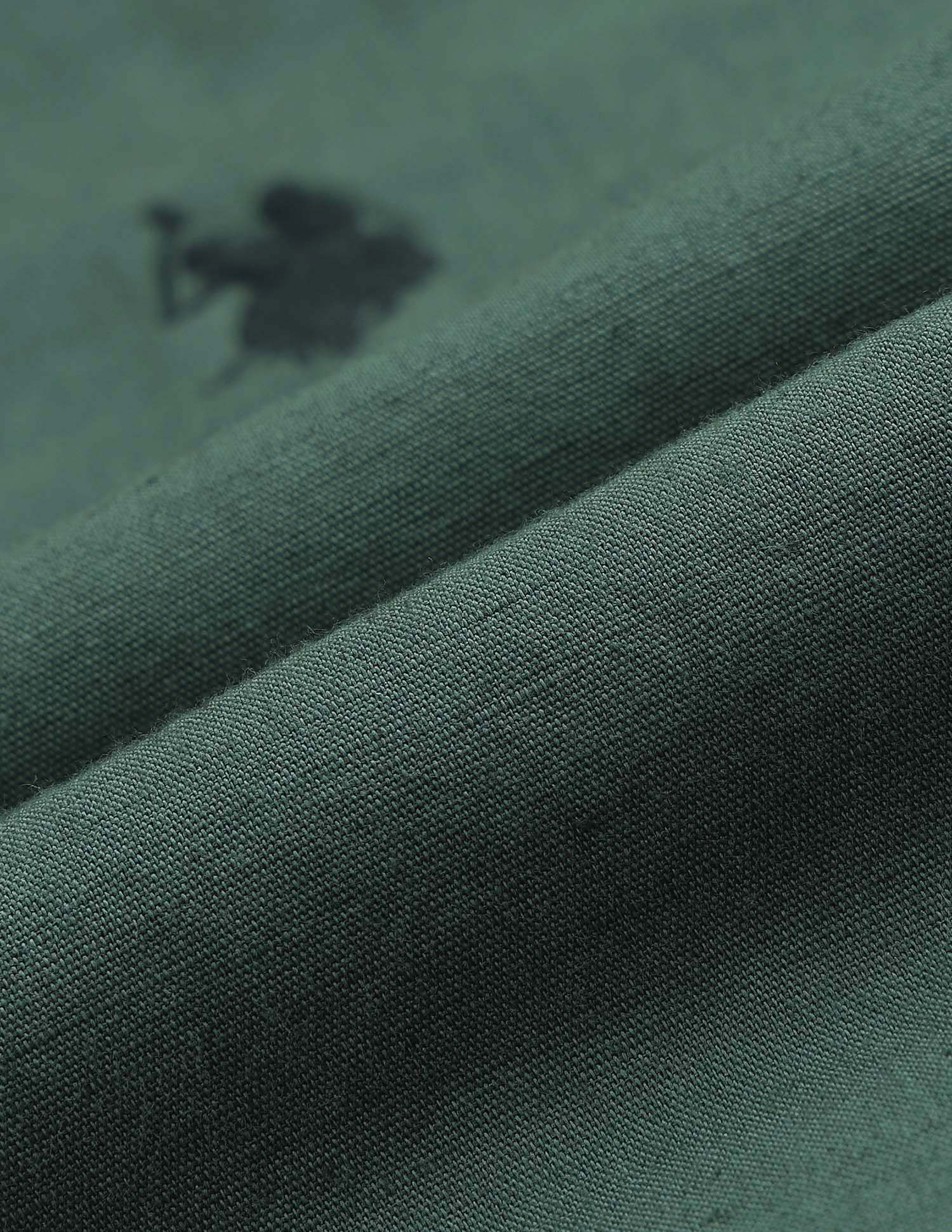 Solid Regular Fit Mandarin Shirt Green - U.S. POLO ASSN. | Large