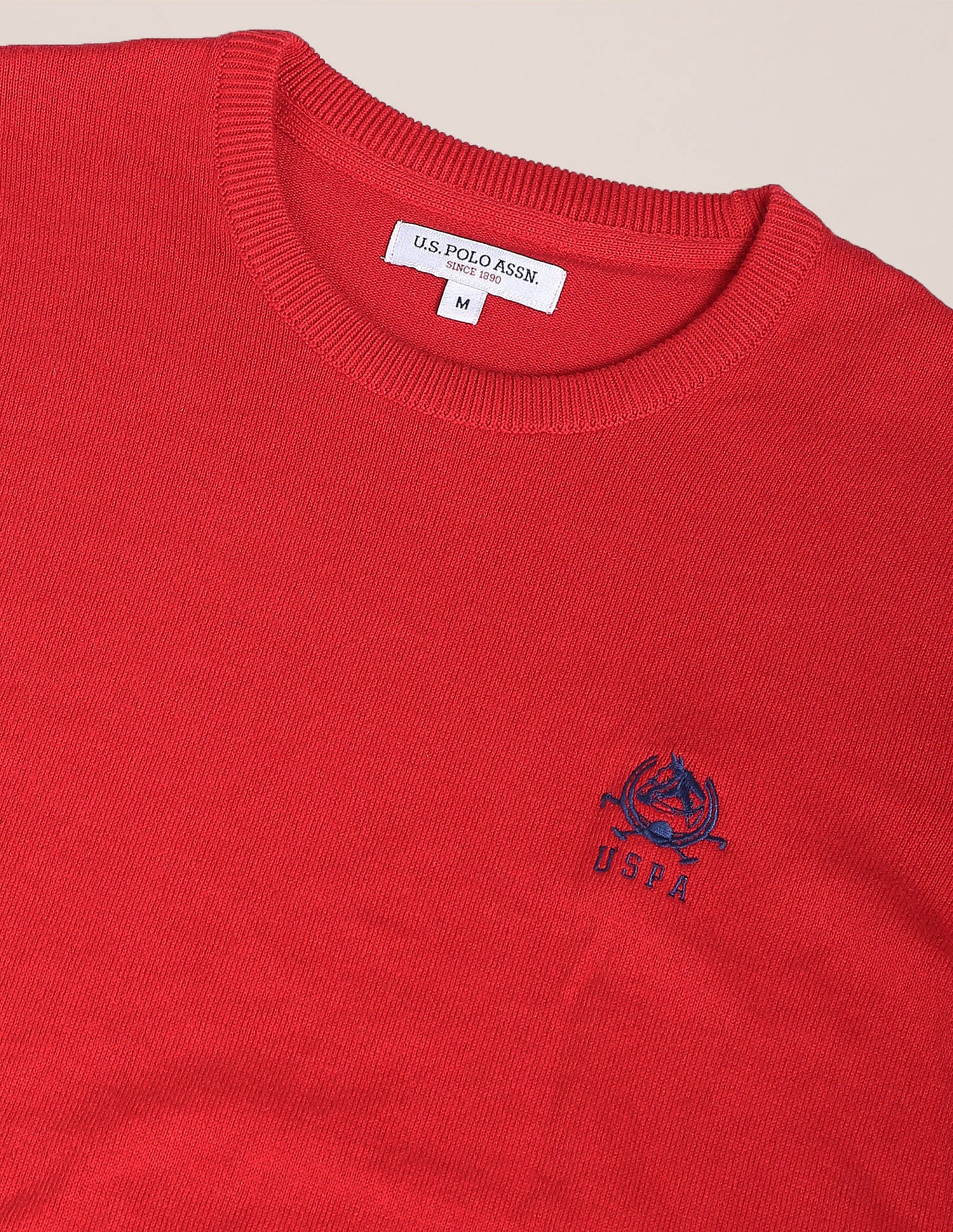 Crew Neck Solid Sweater Red - U.S. Polo Assn. India | Large