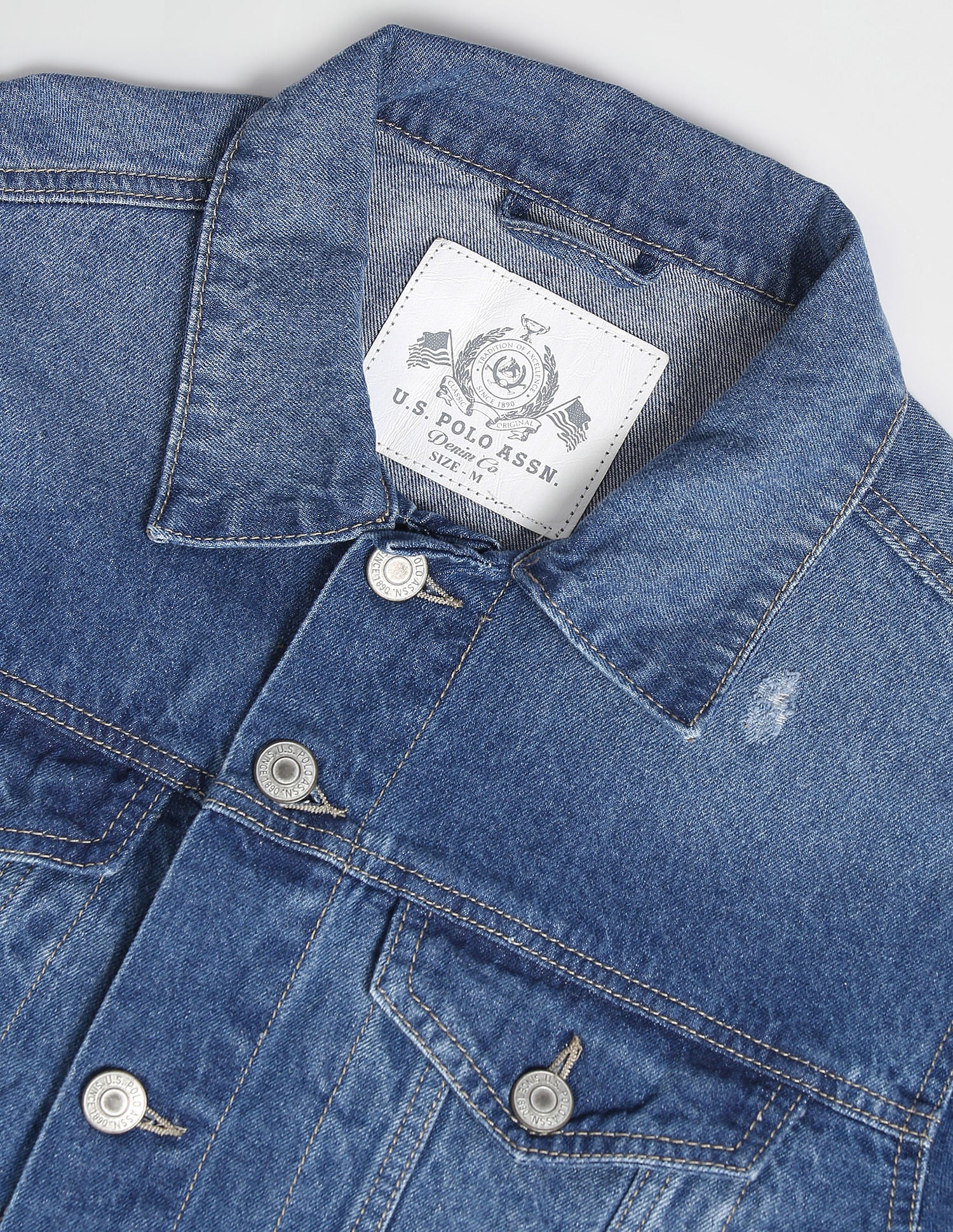 Spread Collar Denim Jacket Blue - U.S. POLO ASSN. | Large