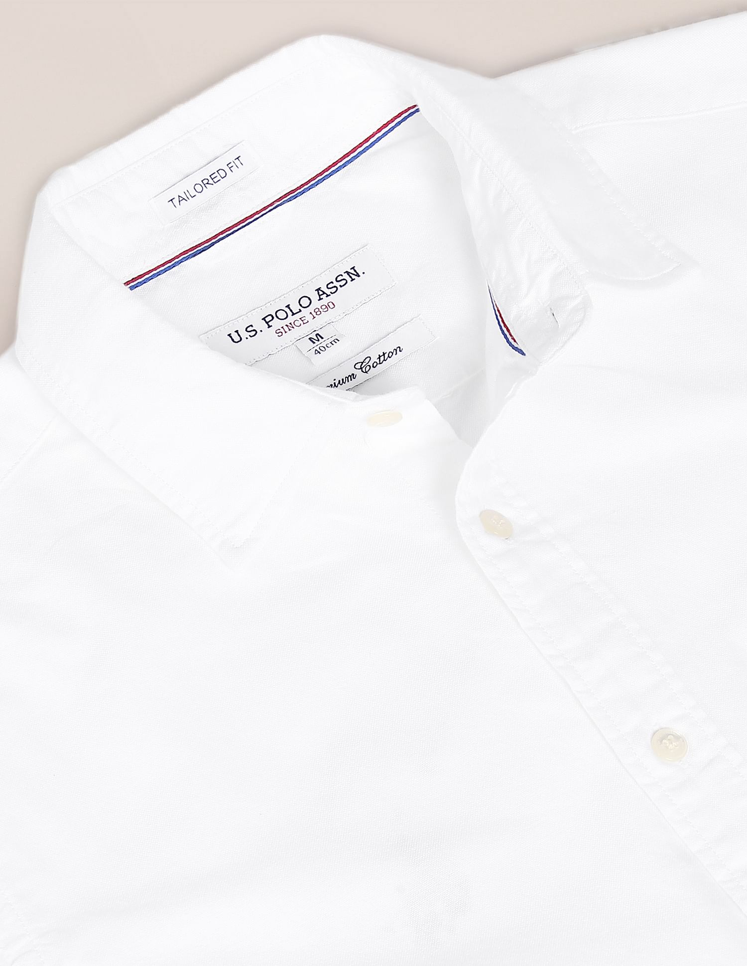 Rounded Cuff Solid Casual Shirt White - U.S. POLO ASSN. | Large