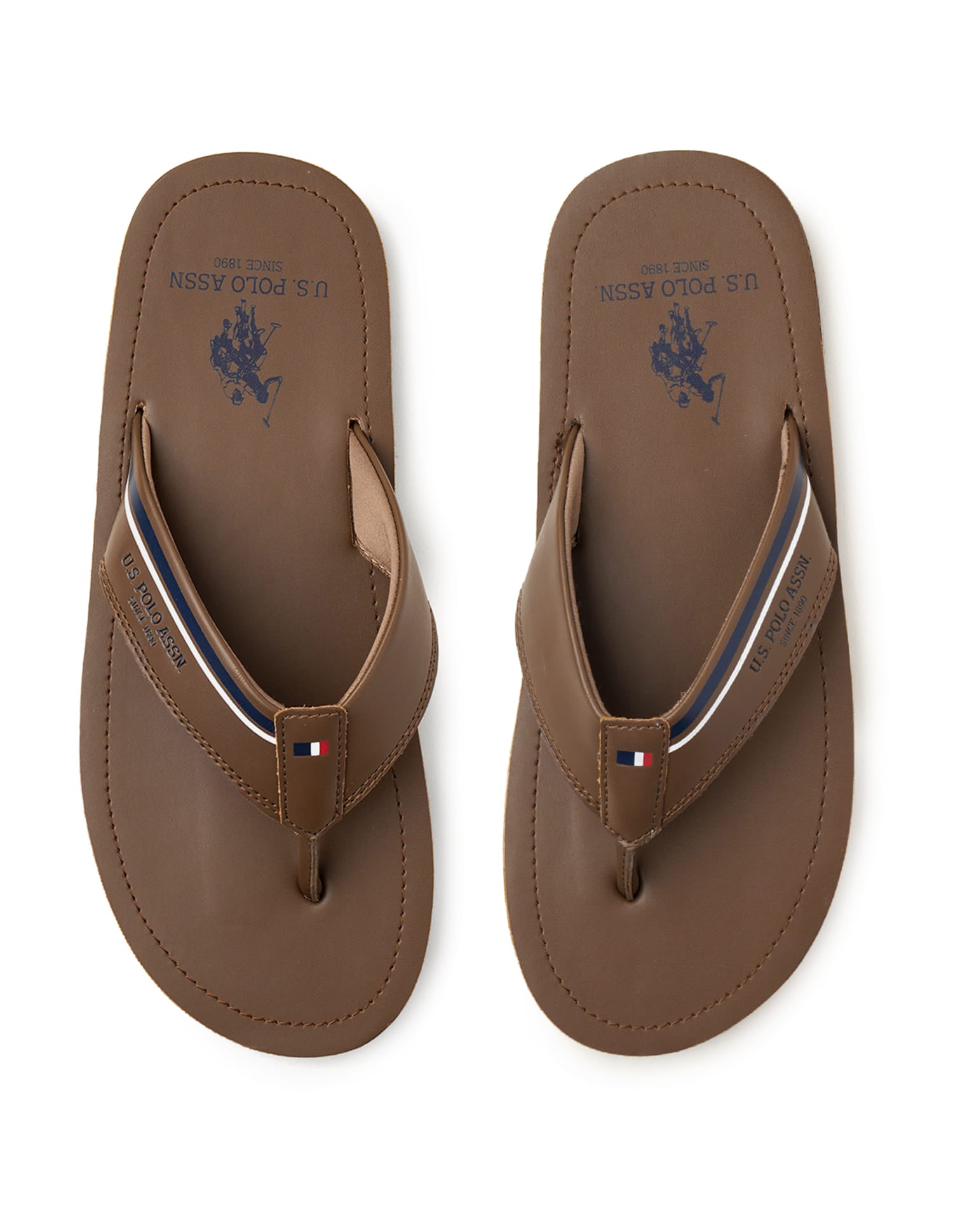 Nesta 3.0 Striped Flip Flops Brown - U.S. Polo Assn. India | Large