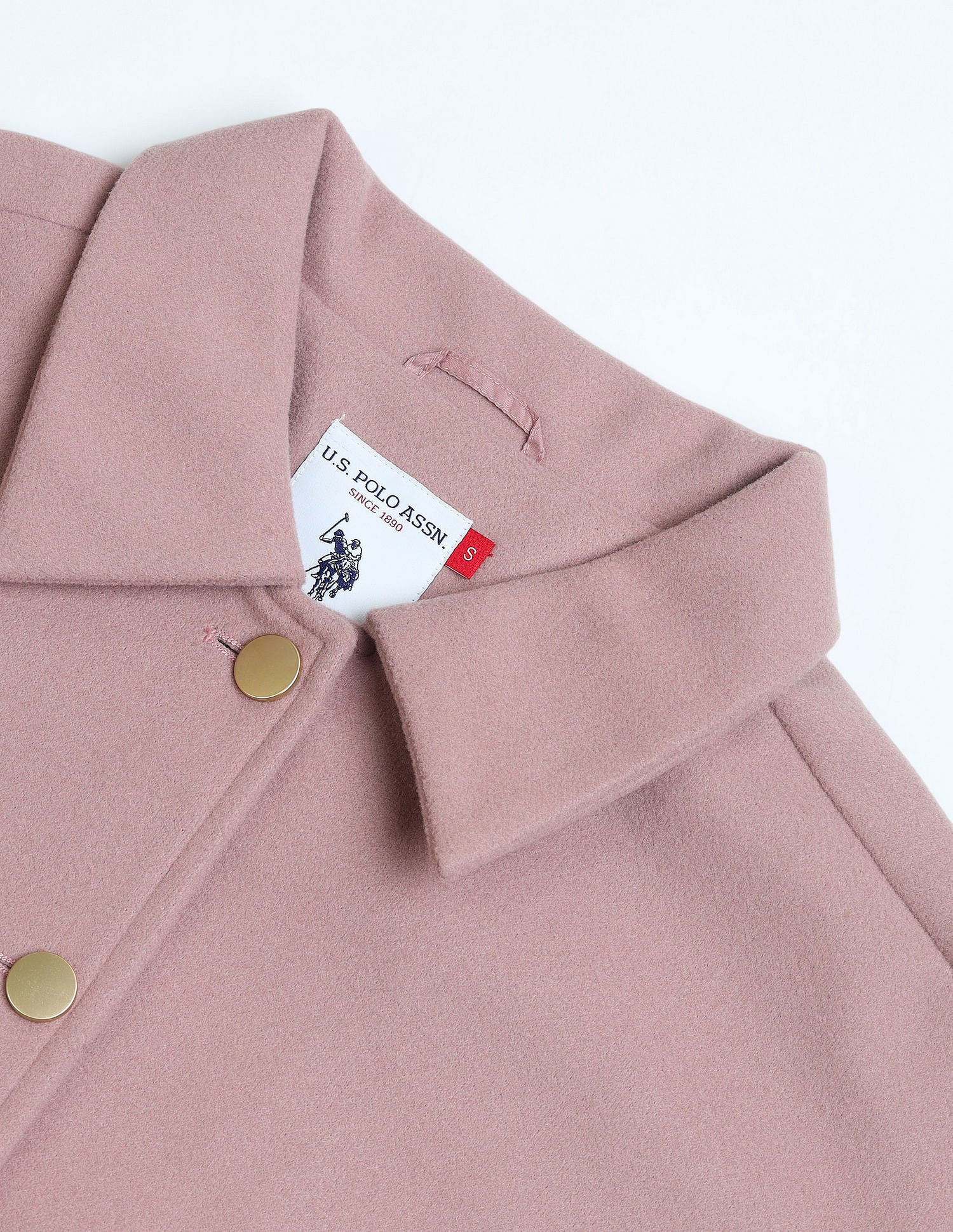 Crop Boxy Fit Felt Jacket Peach - U.S. POLO ASSN. | Large